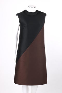 MOE NATHAN New York c.1960’s Brown Black Color Block Mod Sleeveless Shift Dress