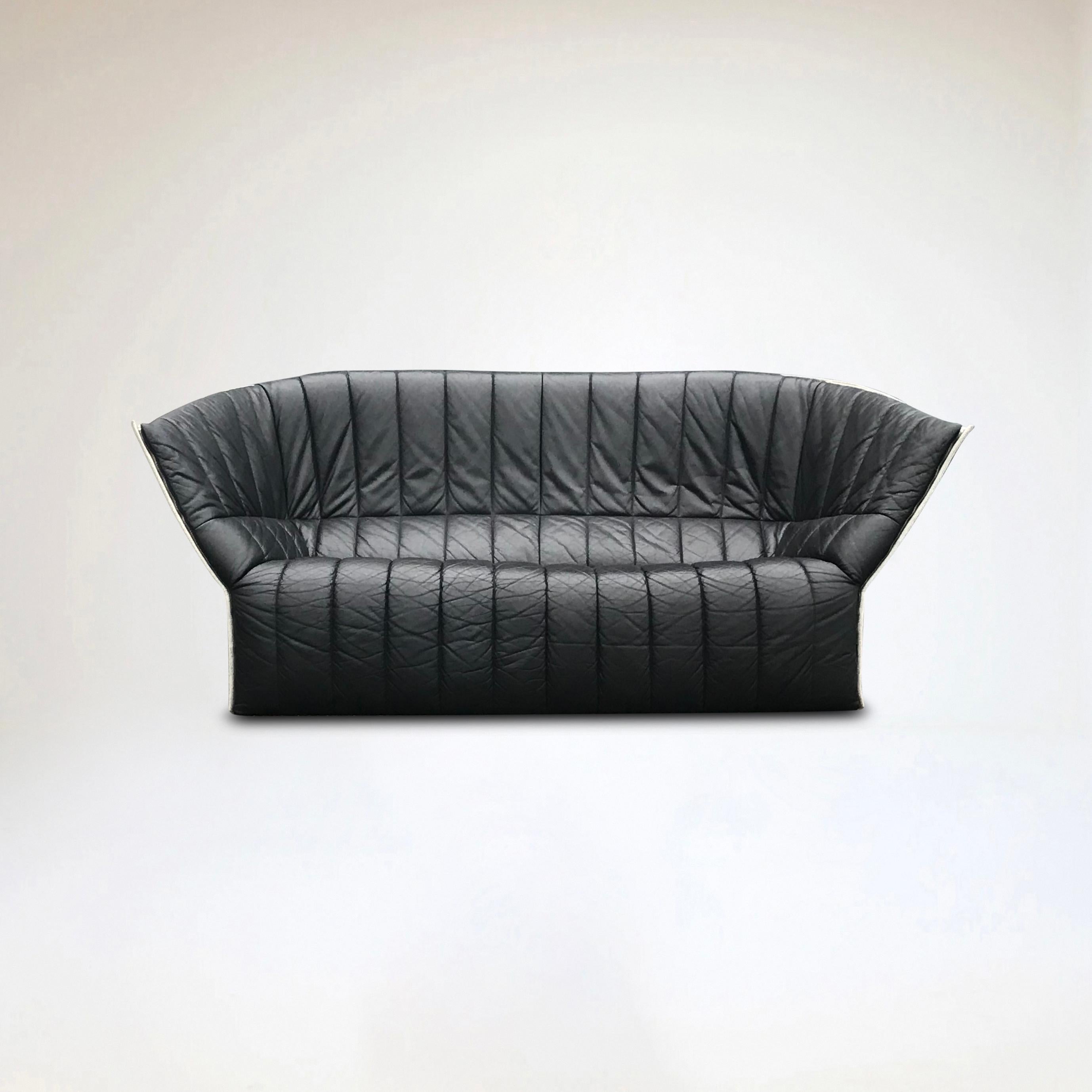 Moel leather living room set by Inga Sempé for Ligne Roset 2000s, set of 3 For Sale 1