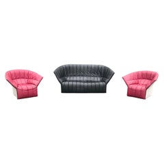 Moel leather living room set by Inga Sempé for Ligne Roset 2000s, set of 3