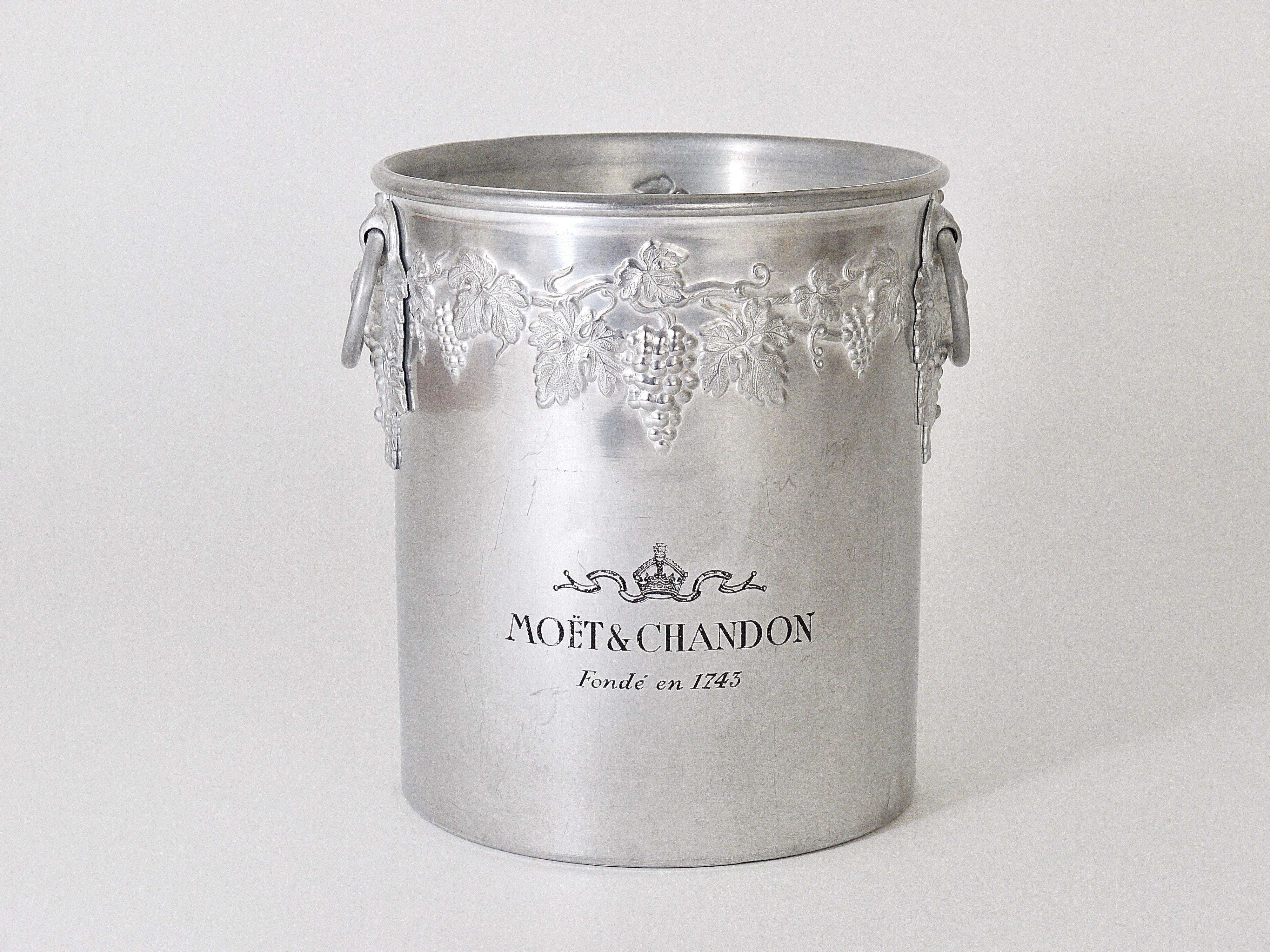 Aluminum Moet & Chandon Champagne Ice Bucket Bottle Cooler from the 1970s, France