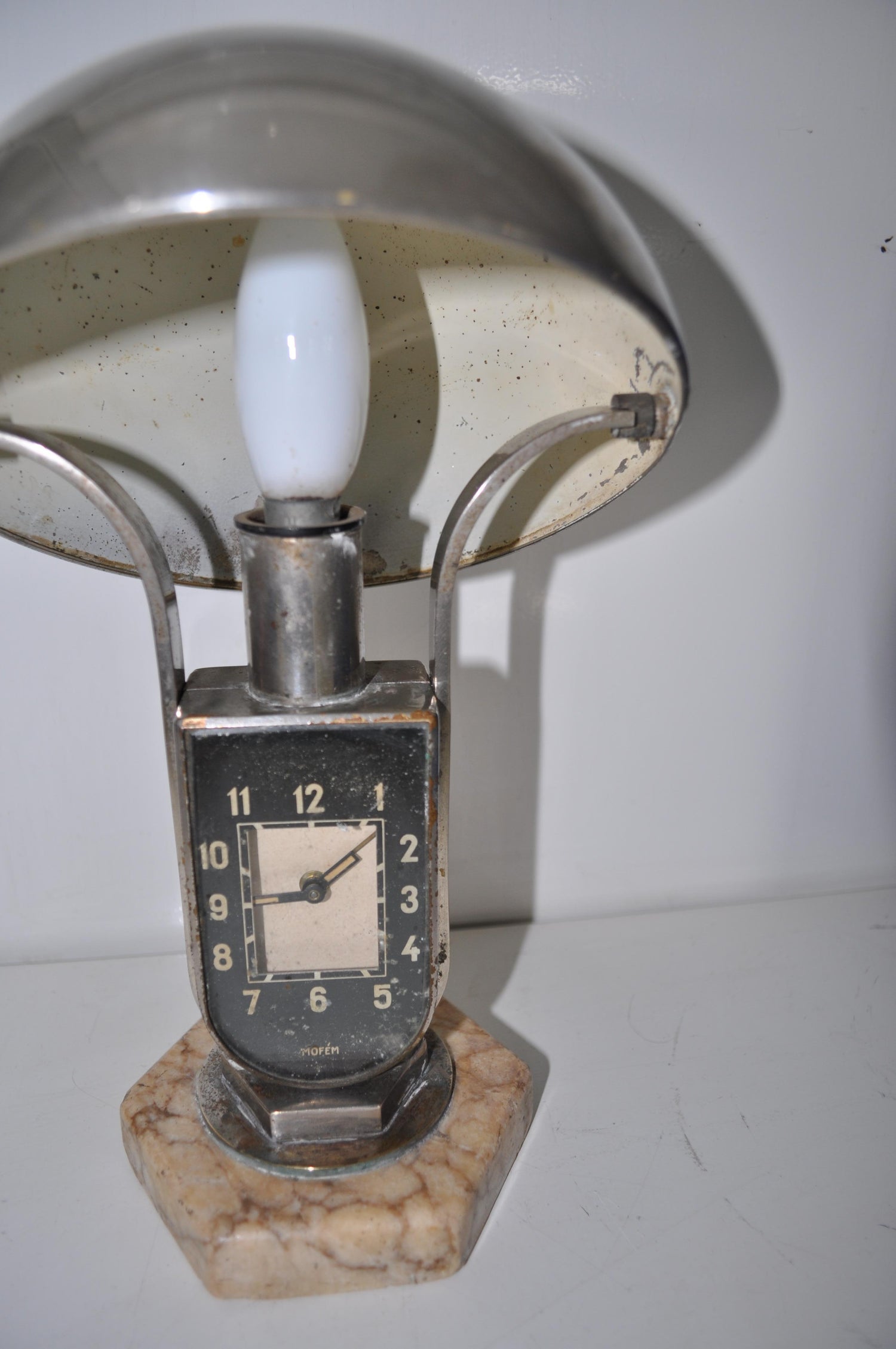 Mofem, Art Deco Lamp with Alarm Clock For Sale at 1stDibs