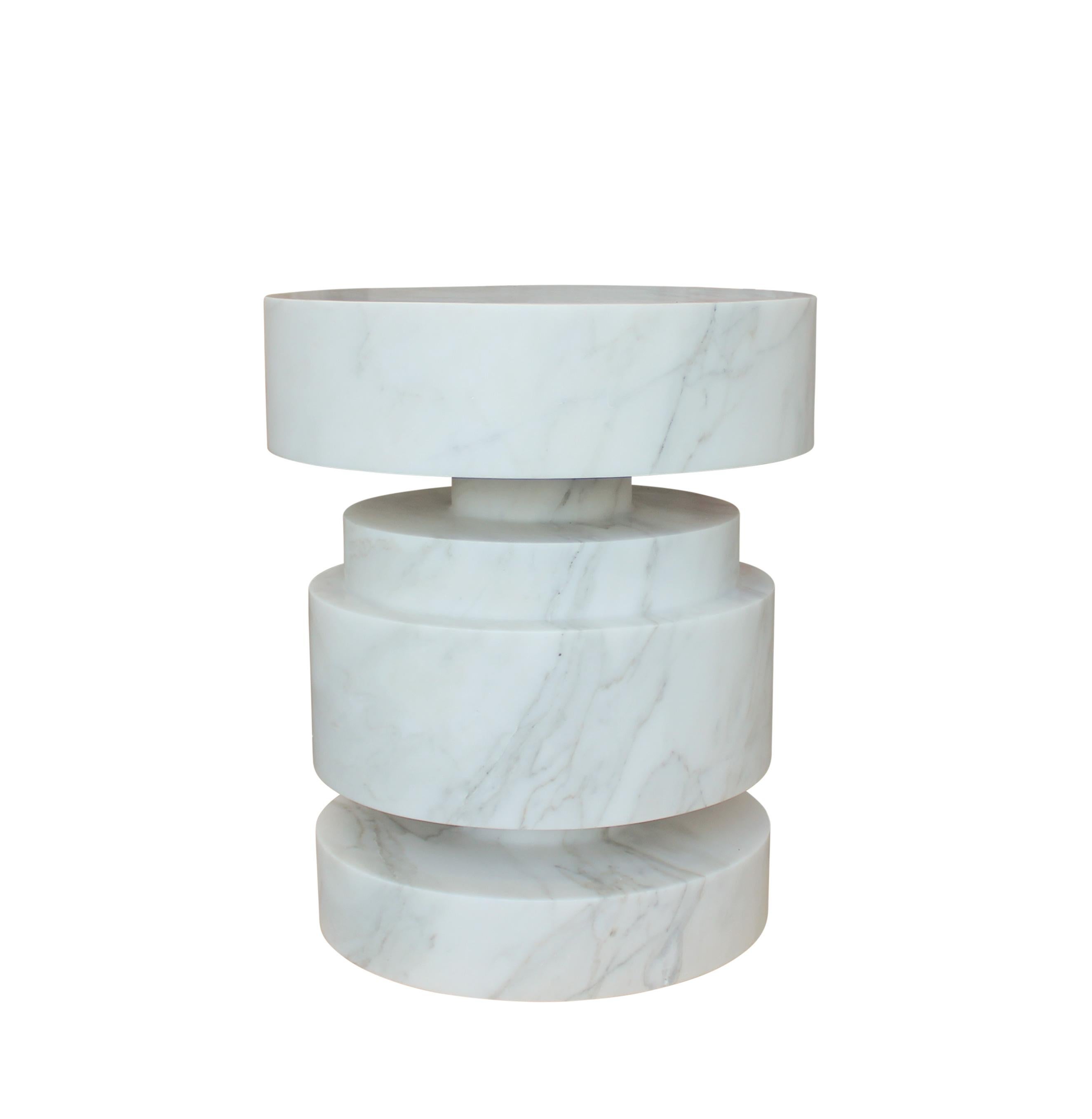 American Mogador Solid Marble Side Table For Sale