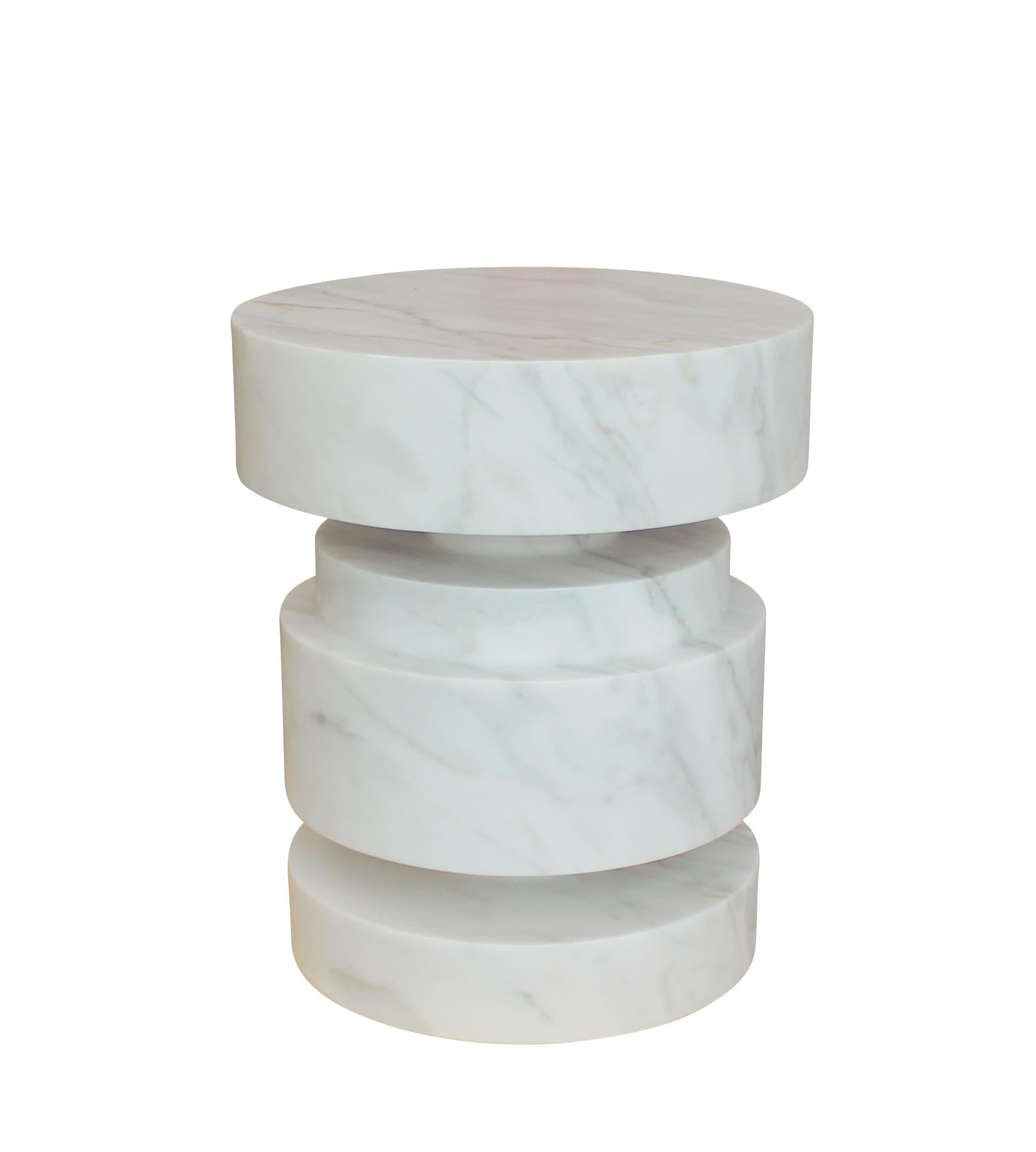 Mogador Solid Marble Side Table In New Condition For Sale In Brooklyn, NY