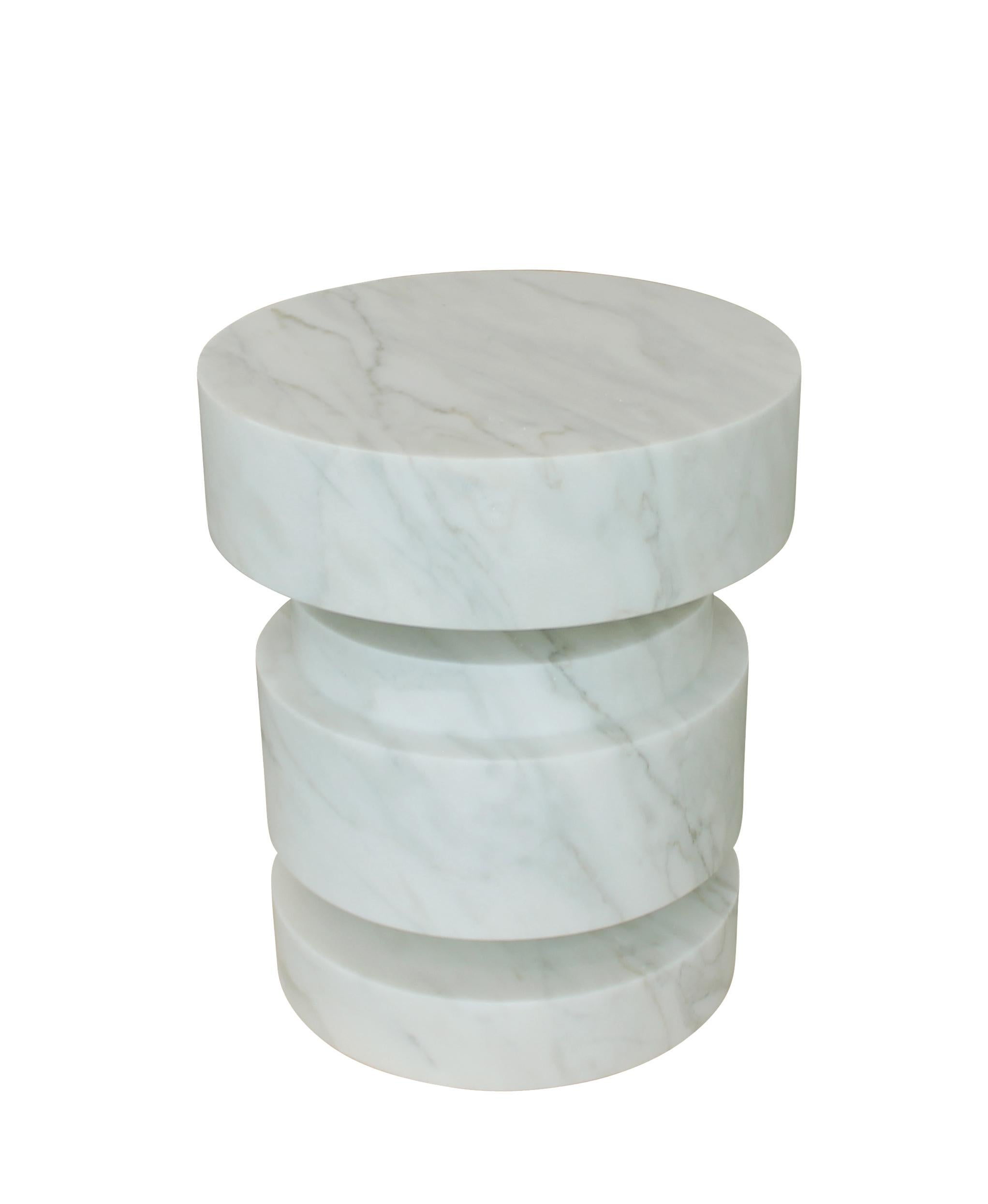 Modern Mogador Solid Marble Side Table For Sale