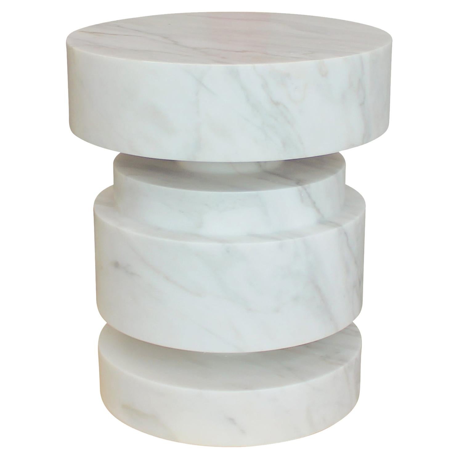 Mogador Solid Marble Side Table For Sale