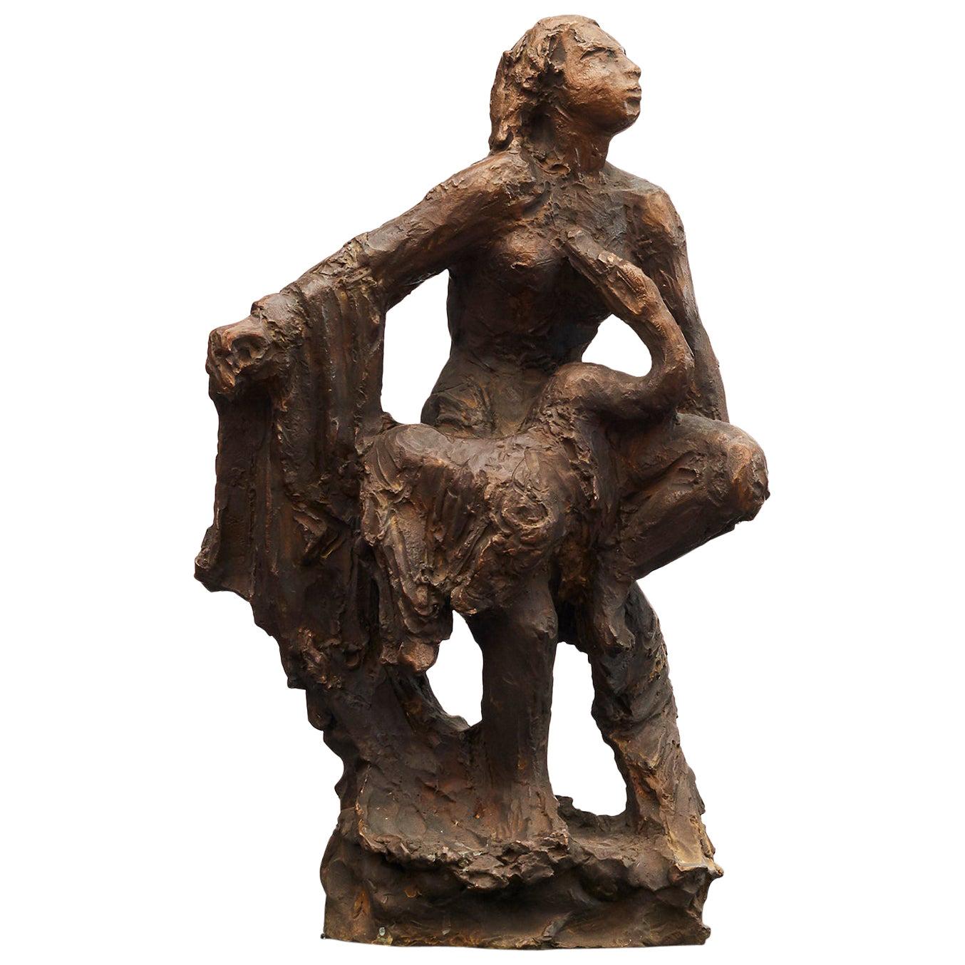 Sculpture en bronze de Mogens Bggild « Léda et le cygne », Danemark, 1950-1960
