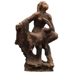 Vintage Mogens Bøggild Bronze Sculpture "Leda and the Swan", Denmark, 1950-1960