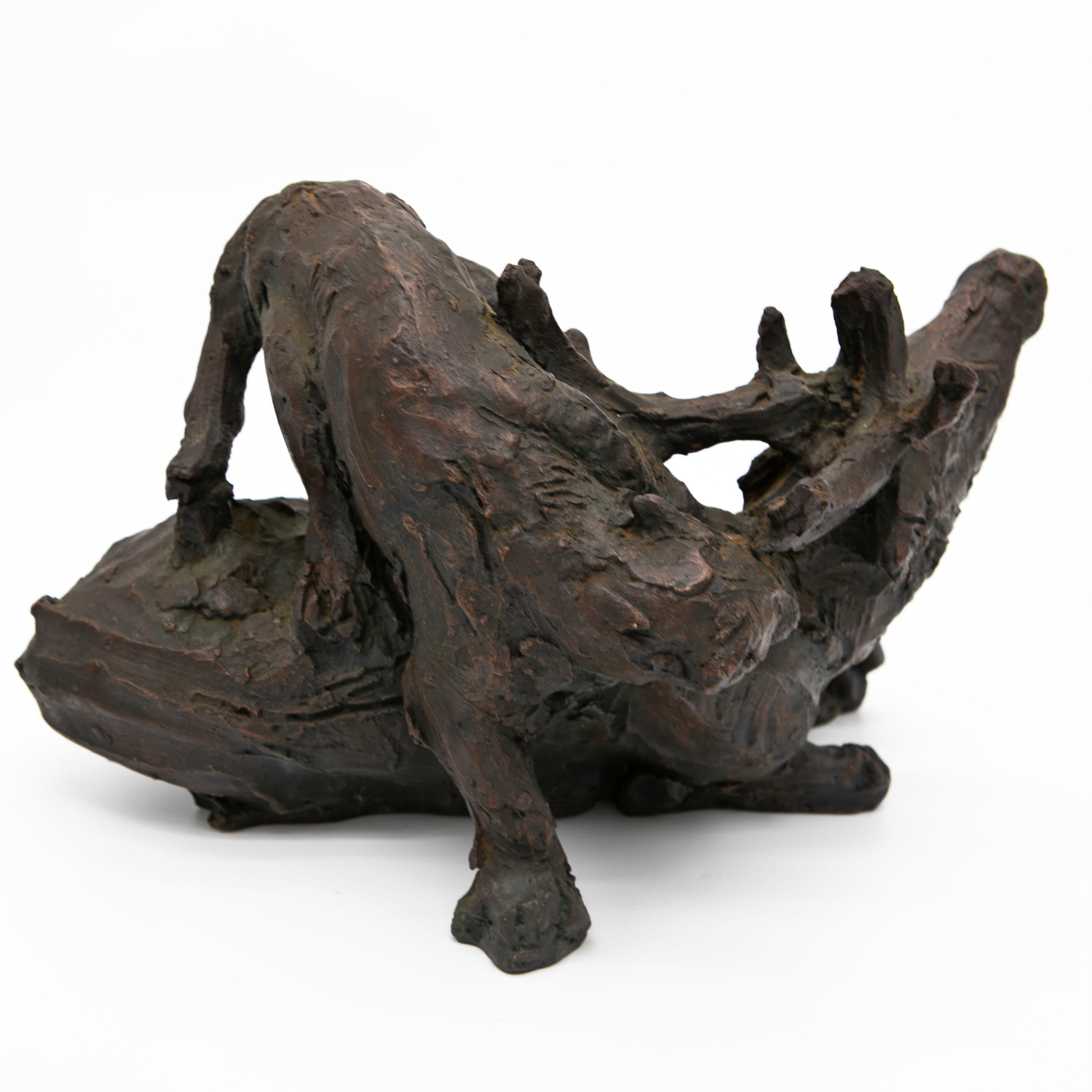 Moderno Mogens Bøggild, Scultura in bronzo di un cervo e di un giaguaro in vendita