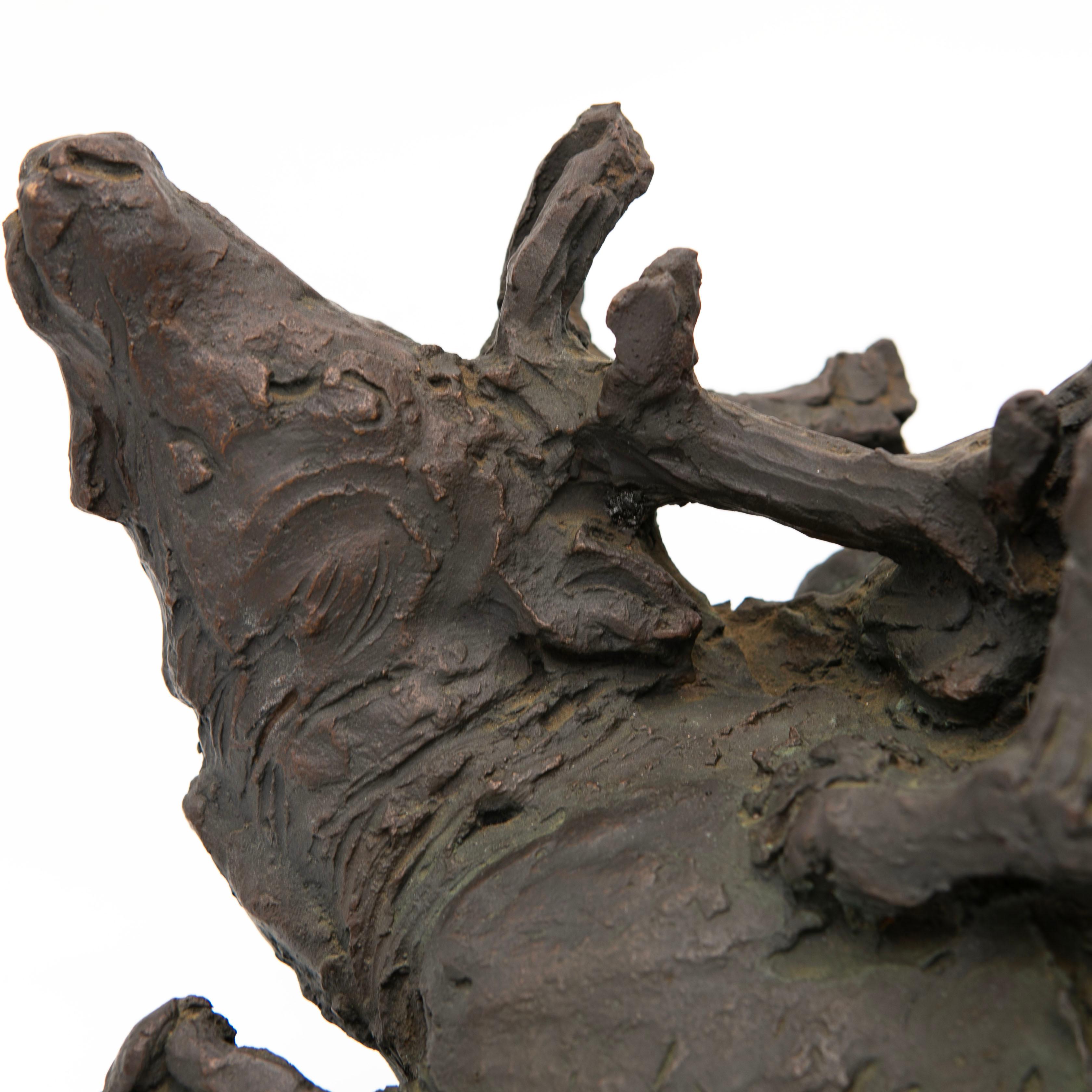 XX secolo Mogens Bøggild, Scultura in bronzo di un cervo e di un giaguaro in vendita