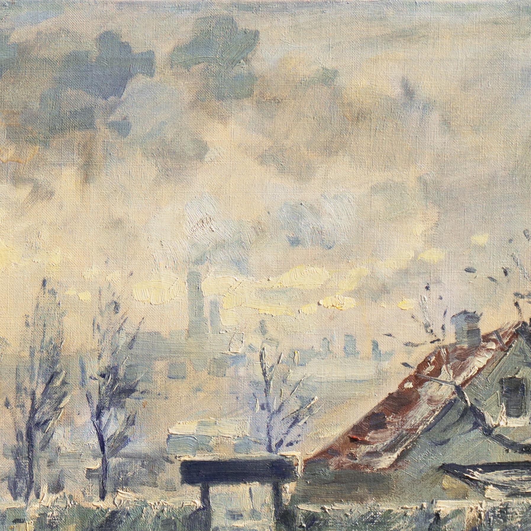 'Montmartre in Winter', Paris Post-Impressionist oil, Charlottenborg, Copenhagen 1