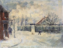 'Montmartre in Winter', Paris Post-Impressionist oil, Charlottenborg, Copenhagen