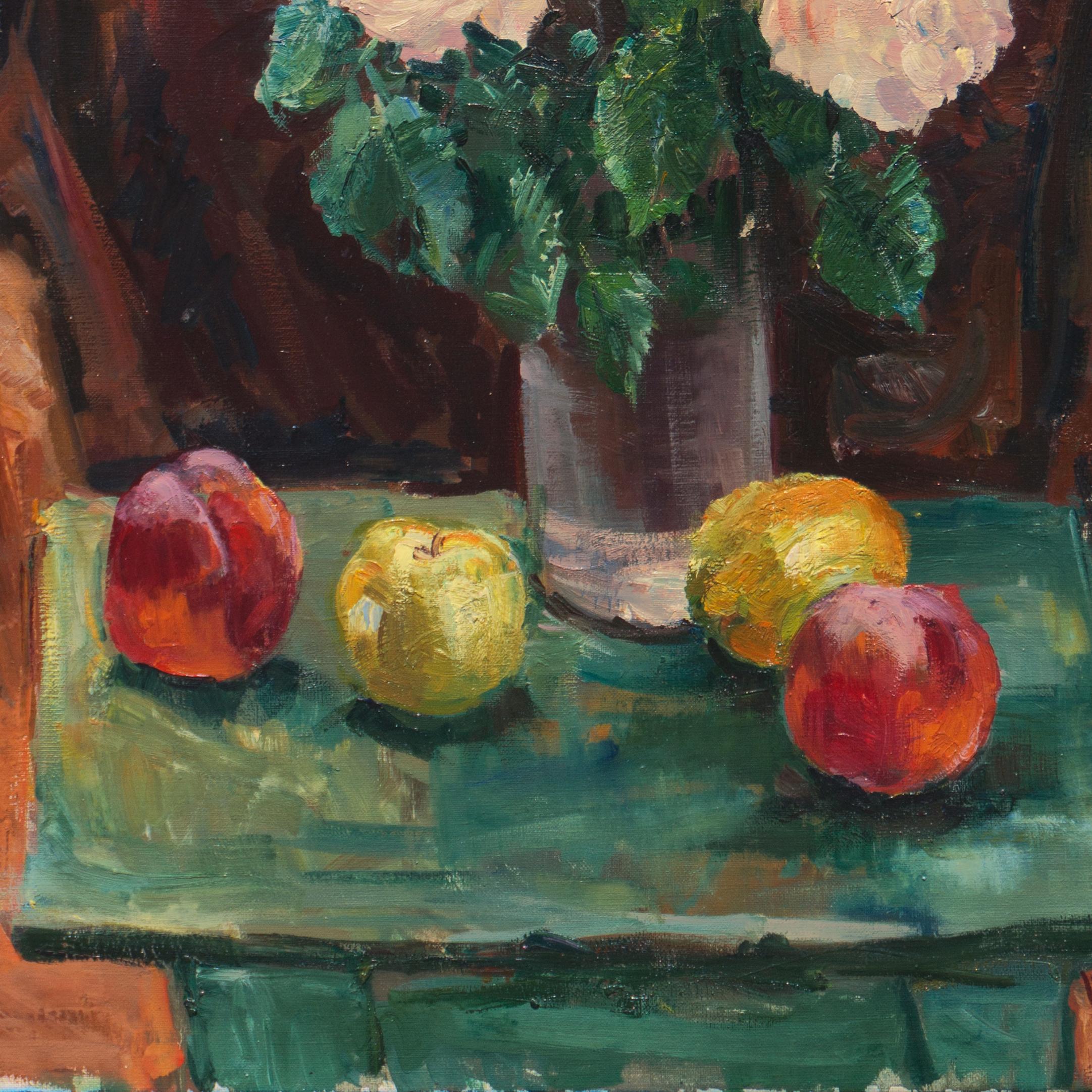 « pêches, pommes et roses », Paris, Académie royale danoise, Galerie Charlottenborg - Post-impressionnisme Painting par Mogens Erik Christien Vantore