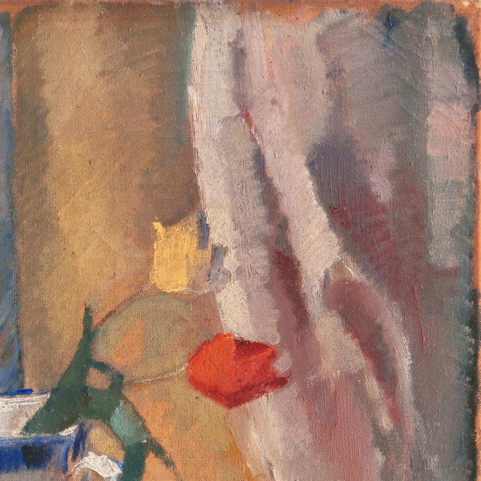 'Tulips on a Window Sill', Paris, Royal Danish Academy, Charlottenborg Gallery - Brown Still-Life Painting by Mogens Erik Christien Vantore