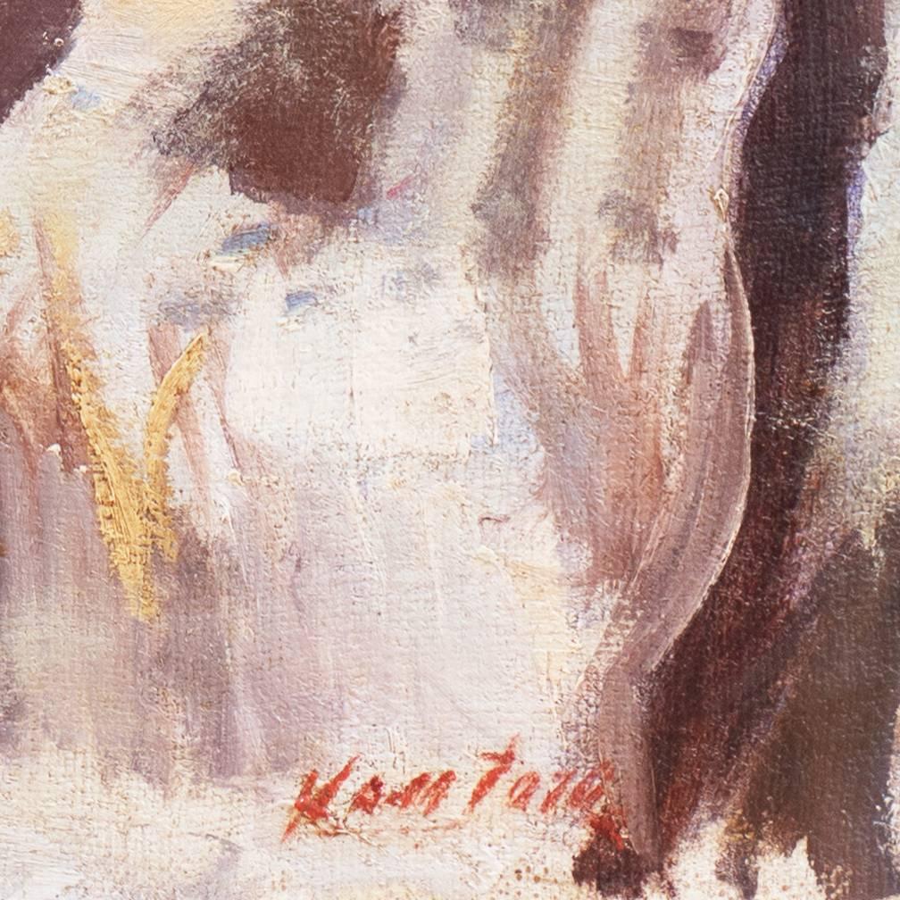 'Winter Landscape, Red Farmhouse', Post-Impressionist oil, Paris Salon, Benezit For Sale 2