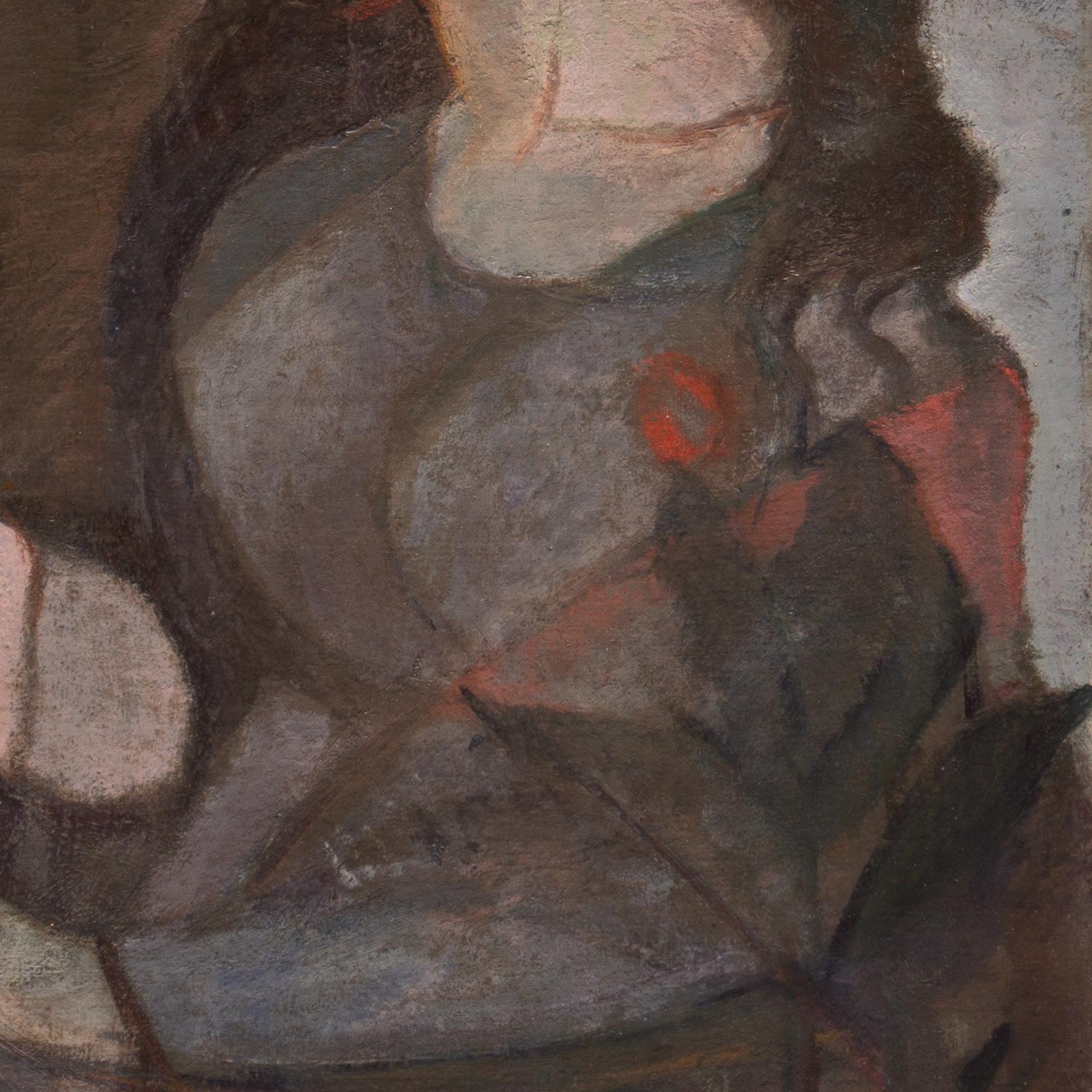 'Young Woman with a Violin', Paris, Cubism, Royal Danish Academy, Charlottenborg - Black Still-Life Painting by Mogens Erik Christien Vantore