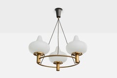 Mogens Hammer and Henning Moldenhawer, Chandelier, Brass, Glass, Denmark, 1950s