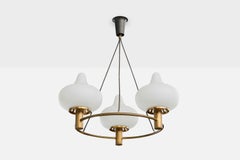 Mogens Hammer and Henning Moldenhawer, Chandelier, Brass, Glass, Denmark, 1950s