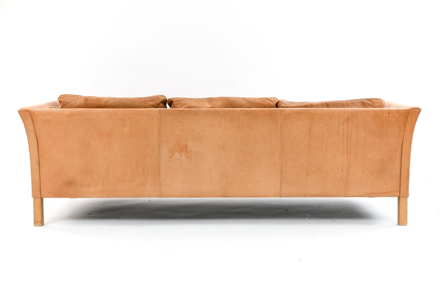 Mogens Hansen Brandy Color Leather Sofa 4