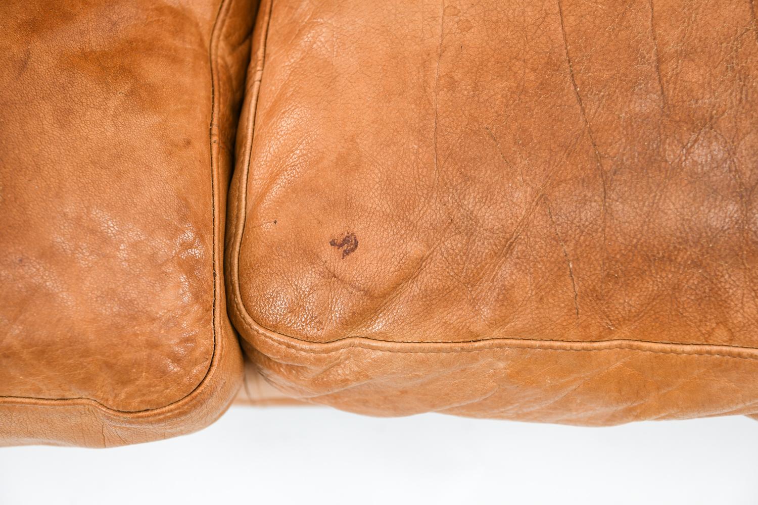 Danish Mogens Hansen Brandy Color Leather Sofa