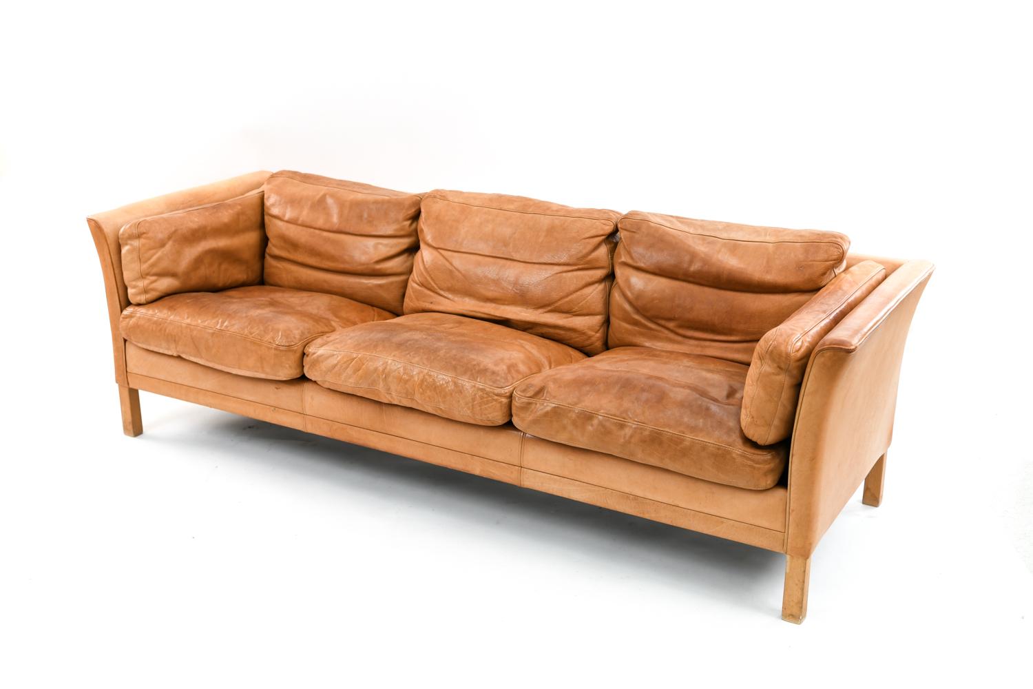 Mogens Hansen Brandy Color Leather Sofa 2