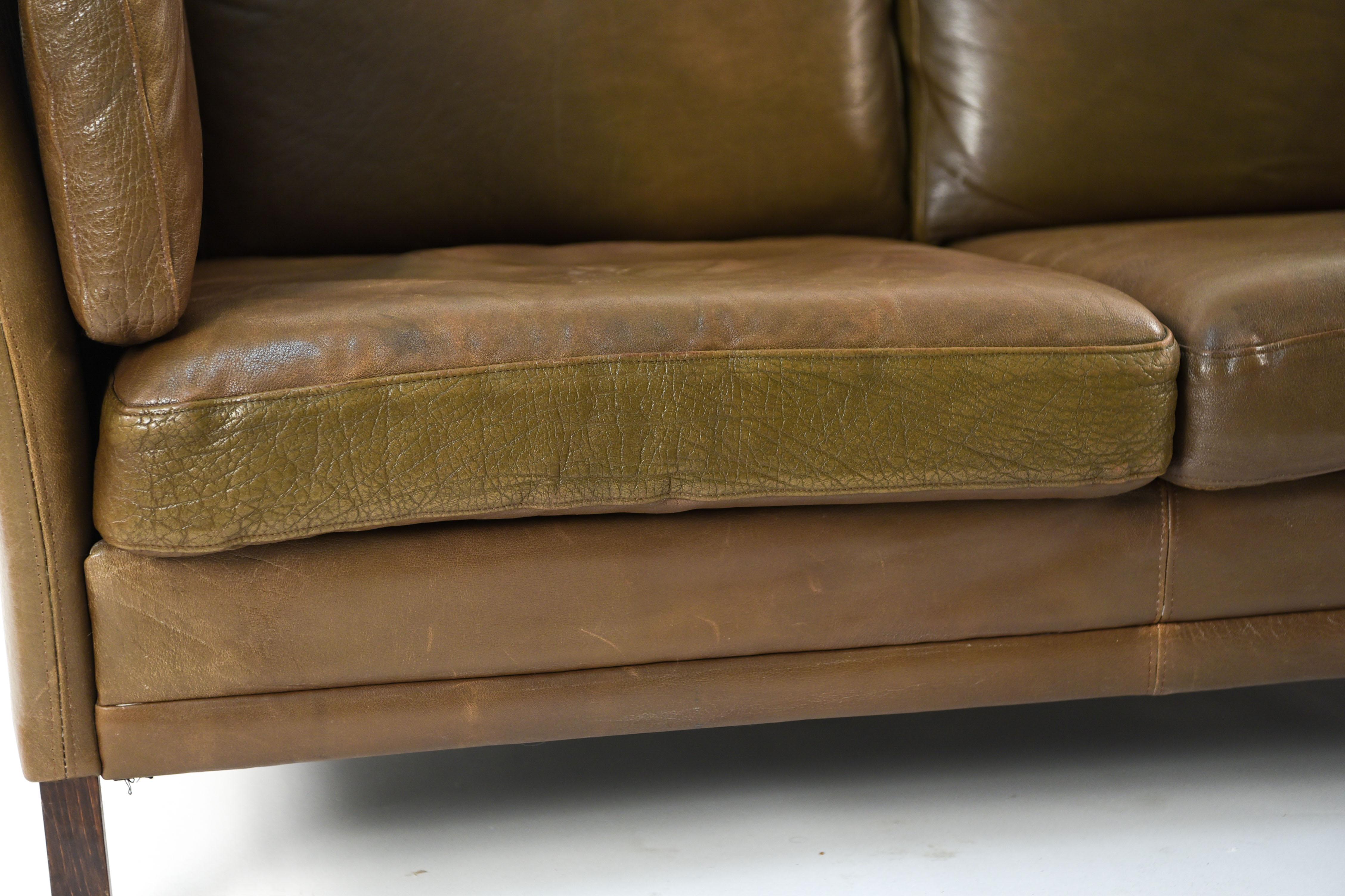 Mogens Hansen Buffalo Hide 2-Seat Sofa or Loveseat In Good Condition In Norwalk, CT