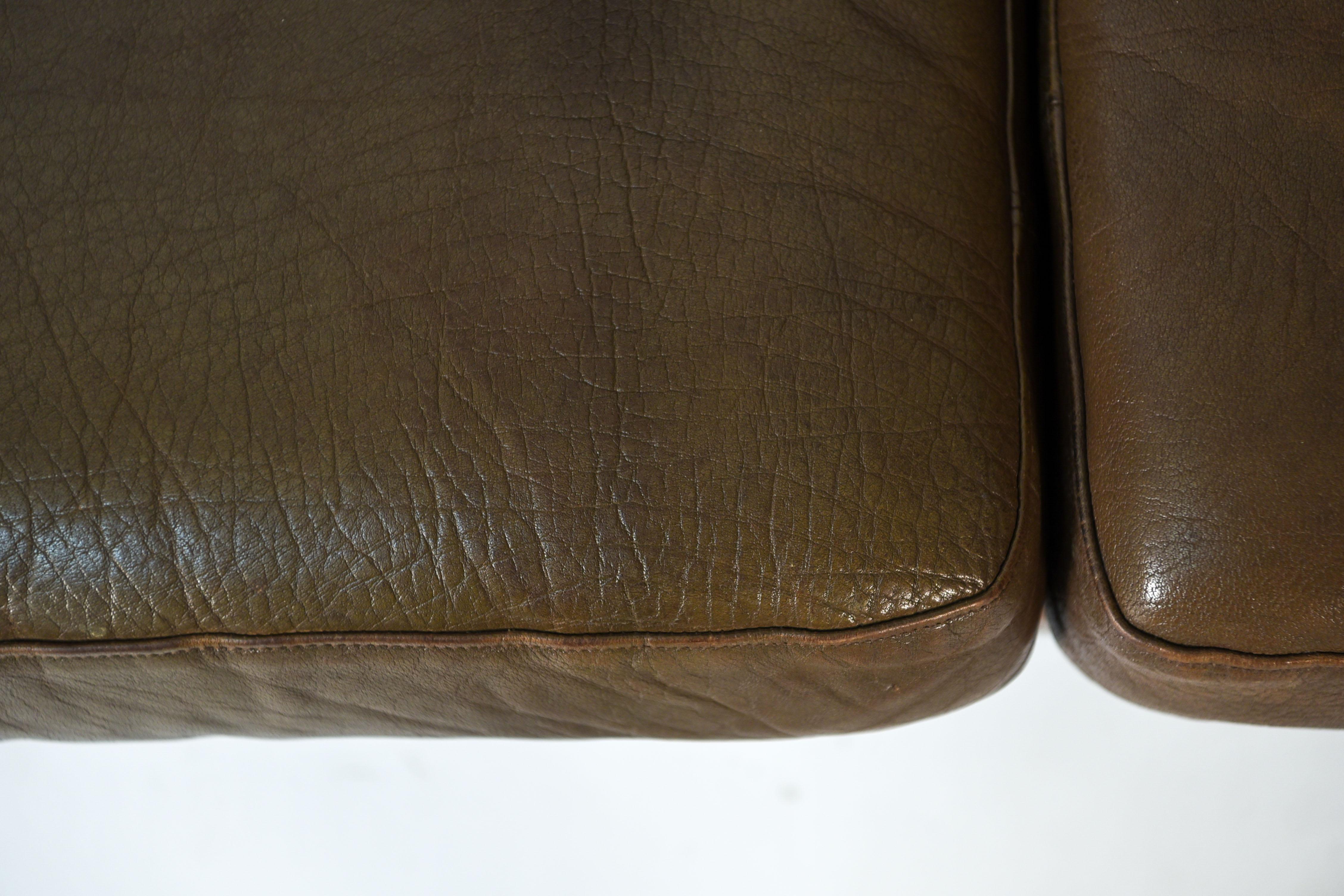 Mid-Century Modern Mogens Hansen Buffalo Hide Leather 3-Seater Sofa