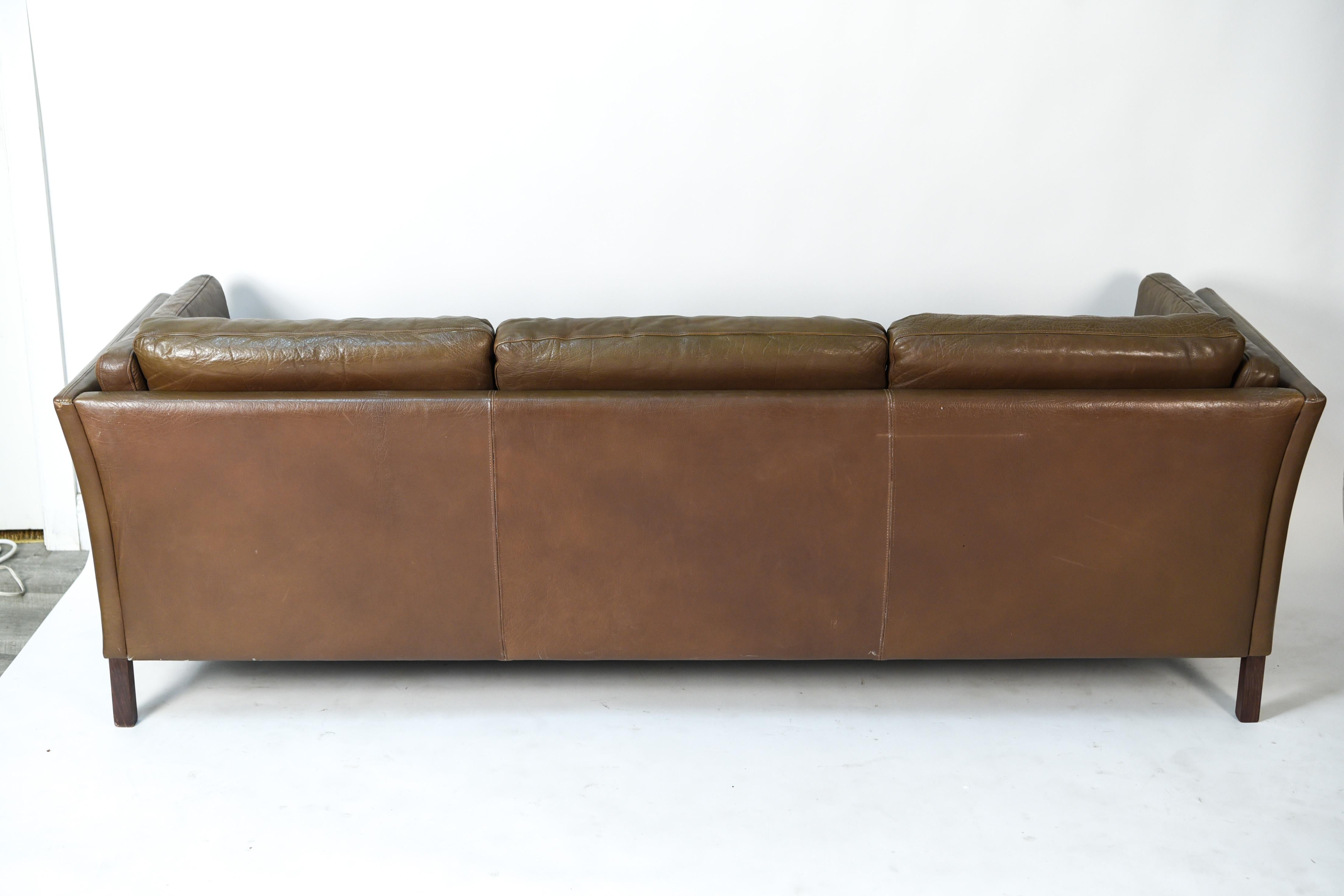 Late 20th Century Mogens Hansen Buffalo Hide Leather 3-Seater Sofa