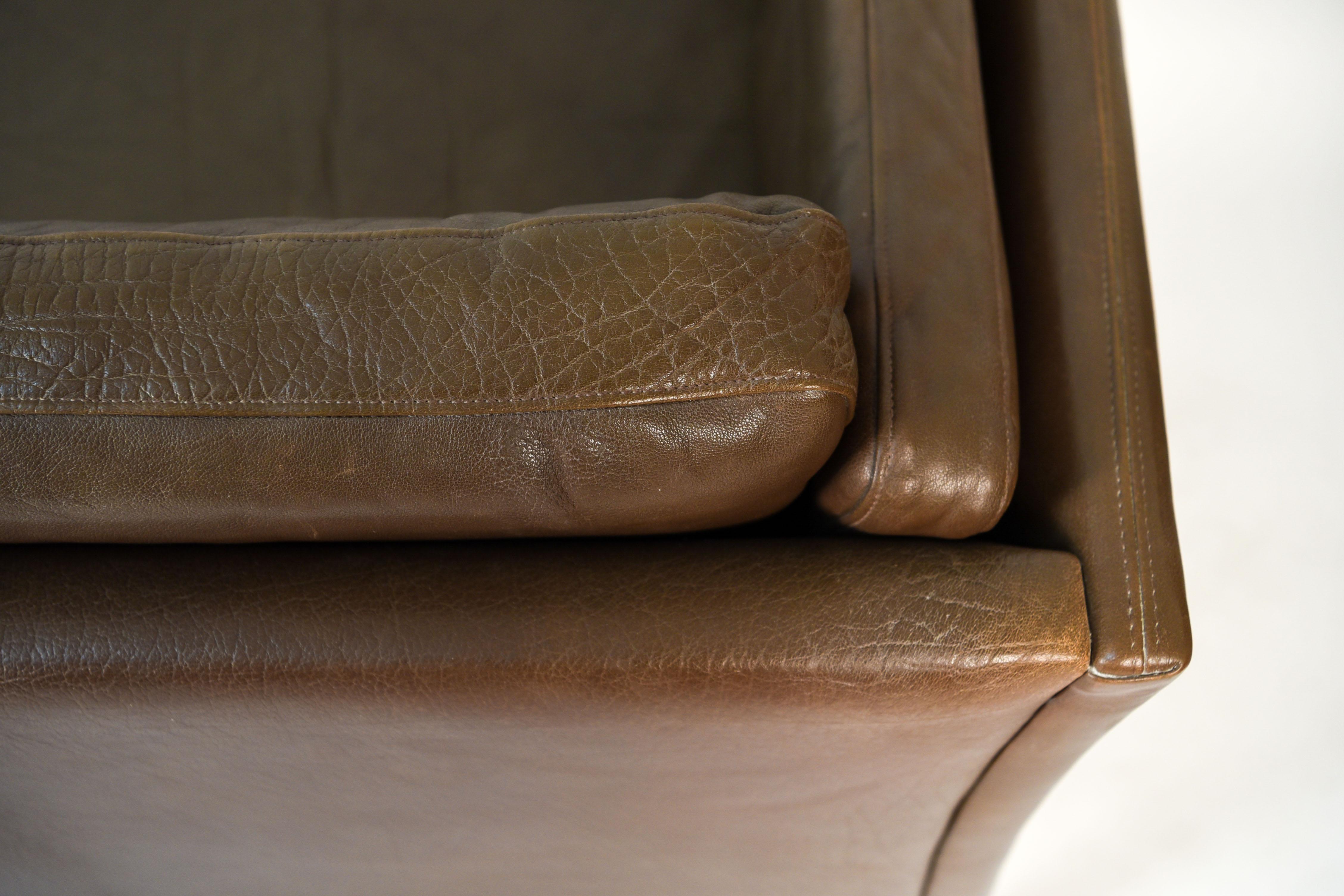 Mogens Hansen Buffalo Hide Leather 3-Seater Sofa 1