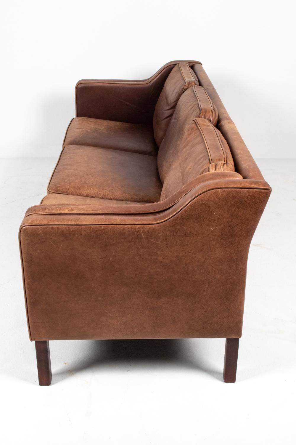 Mogens Hansen Danish Mid-Century Leather 3-Seater Sofa 5