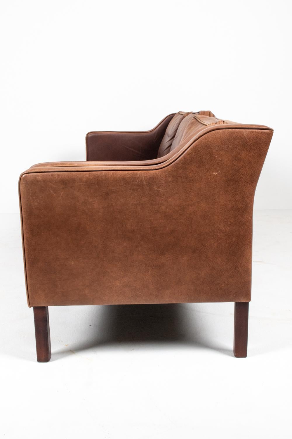 Mogens Hansen Danish Mid-Century Leather 3-Seater Sofa 6