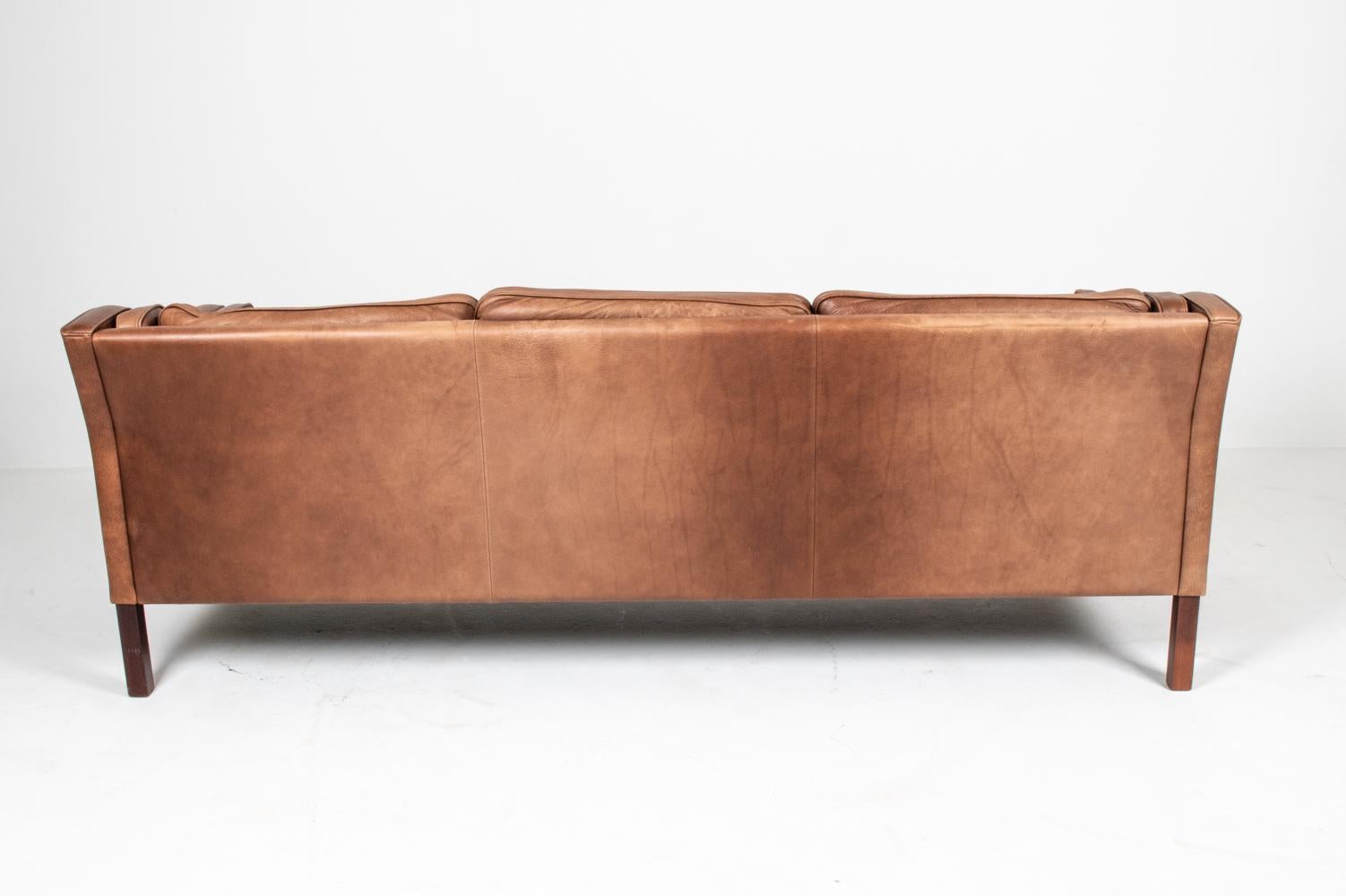 Mogens Hansen Danish Mid-Century Leather 3-Seater Sofa 7