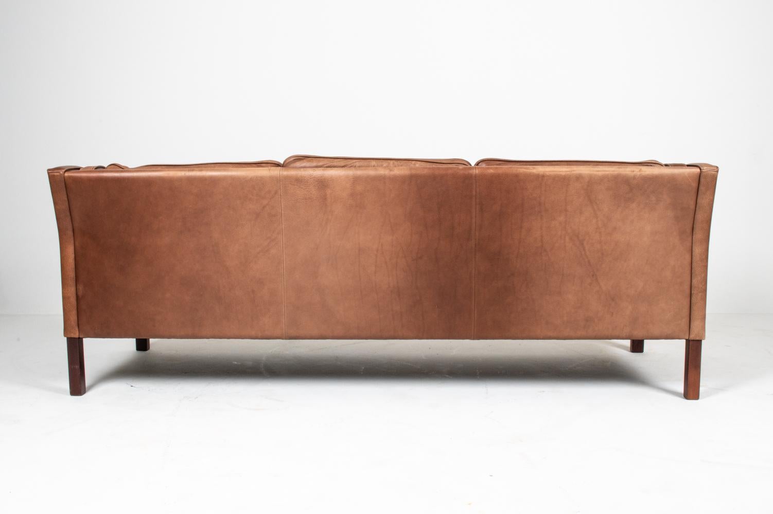 Mogens Hansen Danish Mid-Century Leather 3-Seater Sofa 8