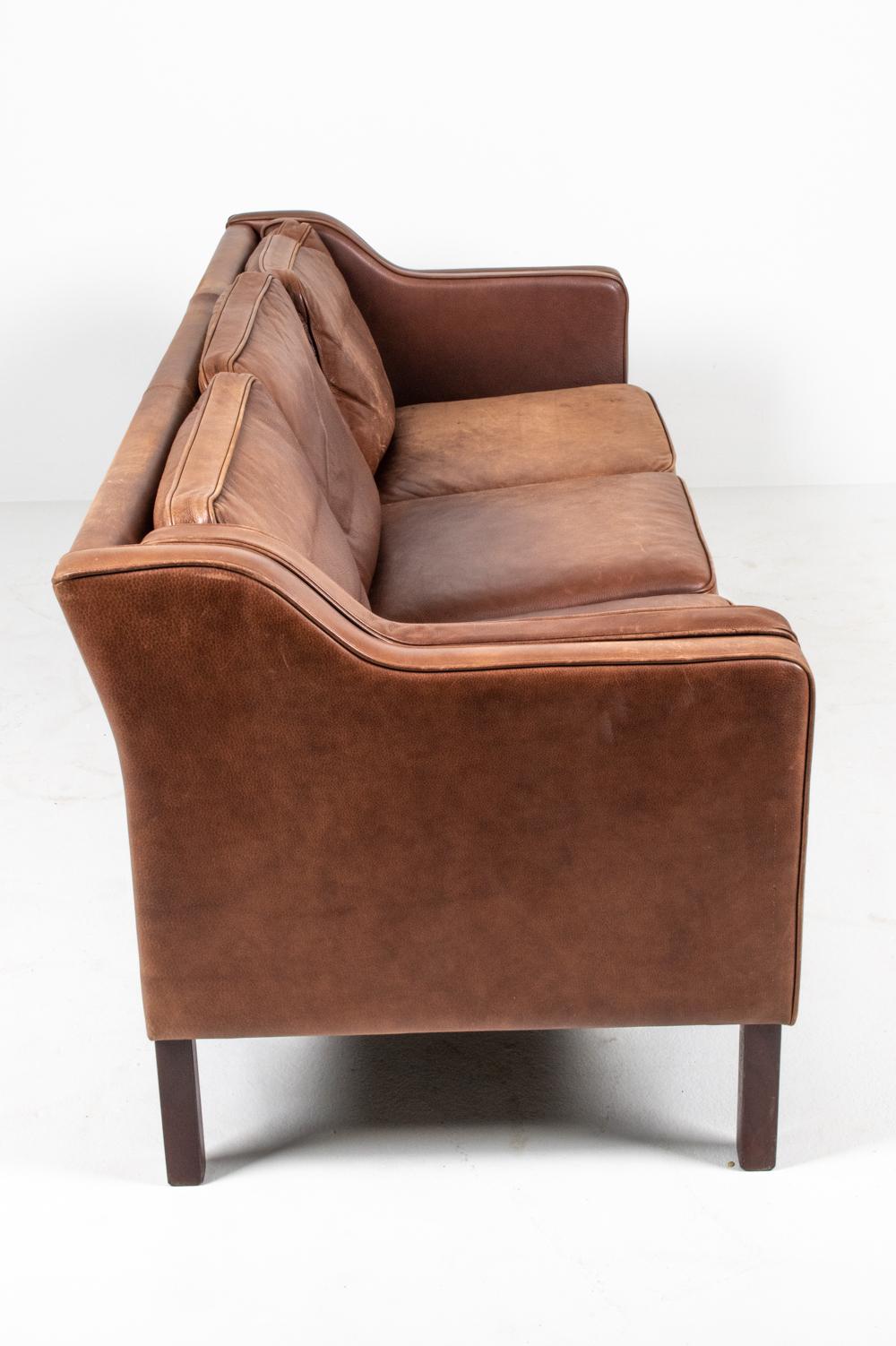 Mogens Hansen Danish Mid-Century Leather 3-Seater Sofa 9