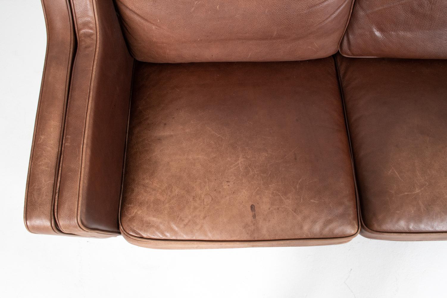 20th Century Mogens Hansen Danish Mid-Century Leather 3-Seater Sofa