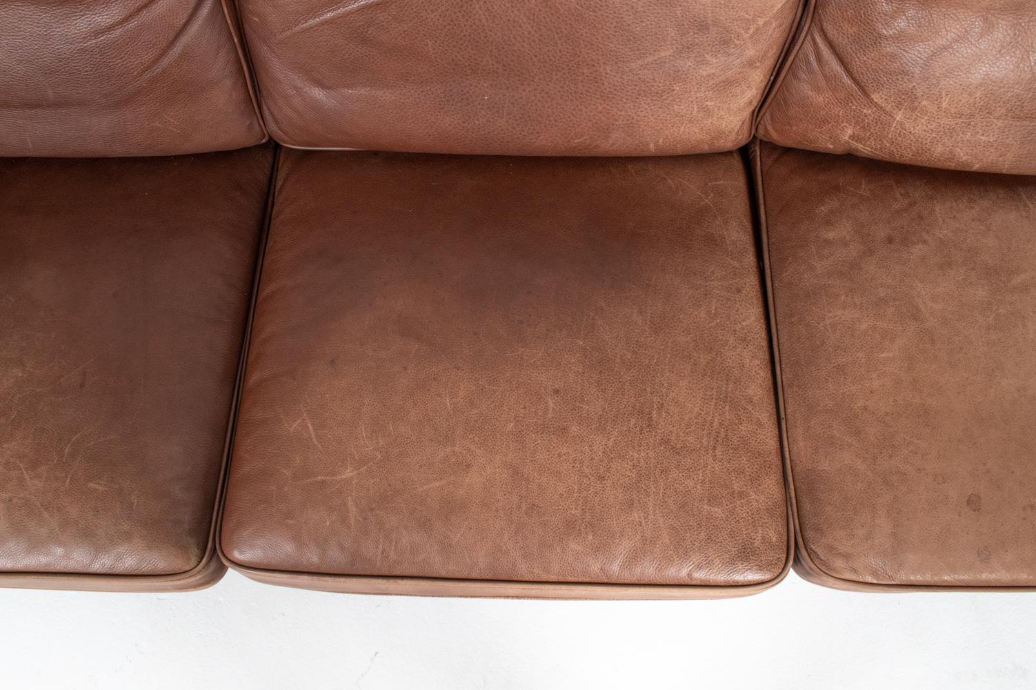 Mogens Hansen Danish Mid-Century Leather 3-Seater Sofa 1