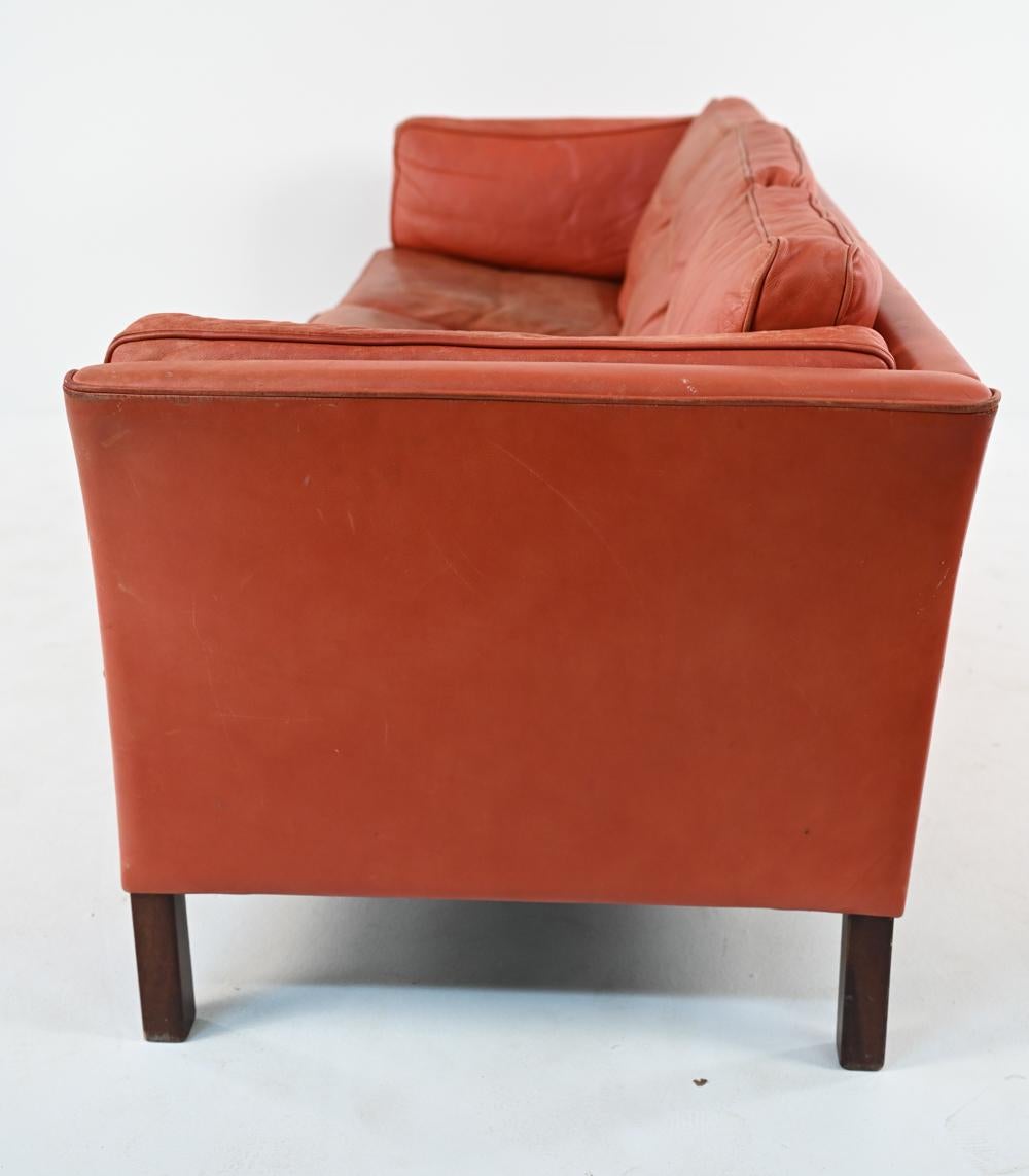 Mogens Hansen Danish Mid-Century Leather Sofa, c. 1970's For Sale 4