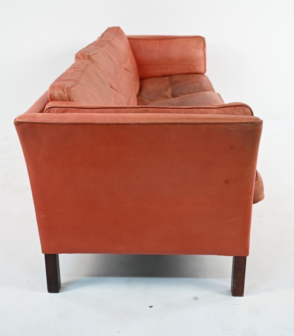 Canapé danois du milieu du siècle en cuir Mogens Hansen, vers 1970 en vente 5