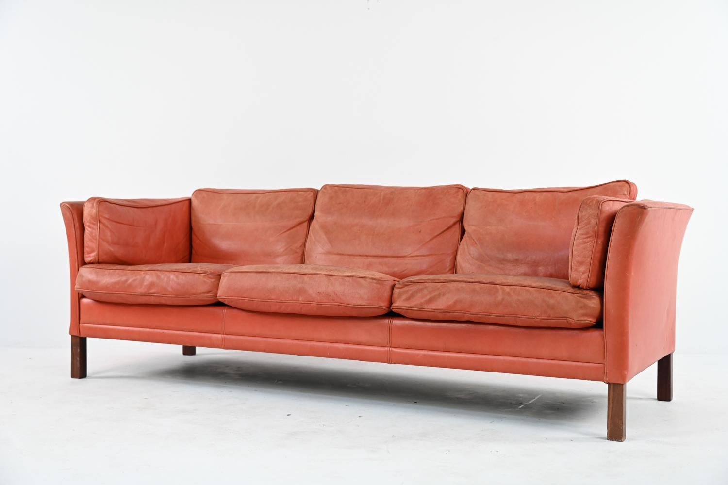 Scandinavian Modern Mogens Hansen Danish Mid-Century Leather Sofa, c. 1970's For Sale