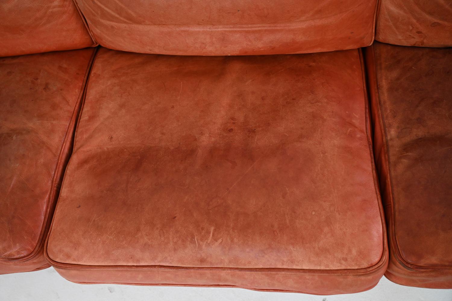 Mogens Hansen Danish Mid-Century Leather Sofa, c. 1970's For Sale 1