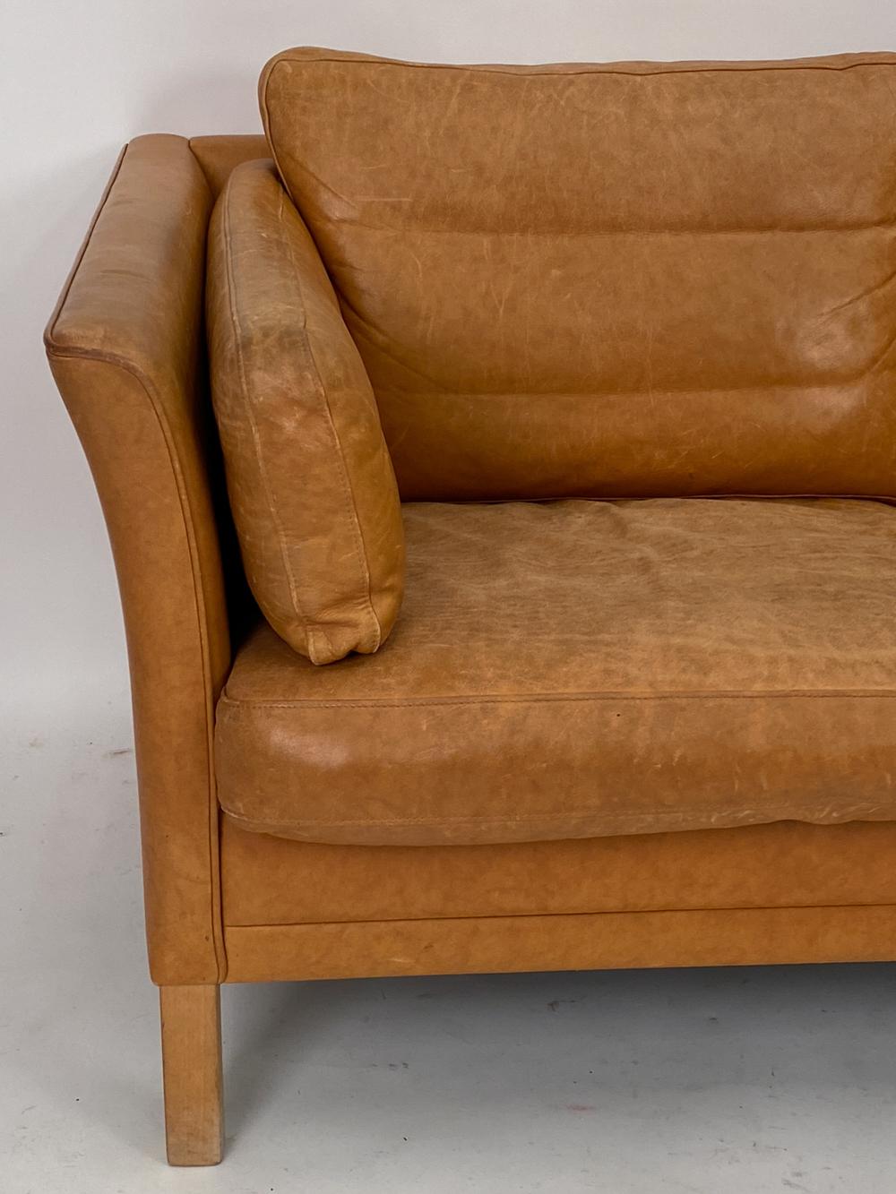Mogens Hansen Danish Modern Brandy Leather Sofa Suite 10
