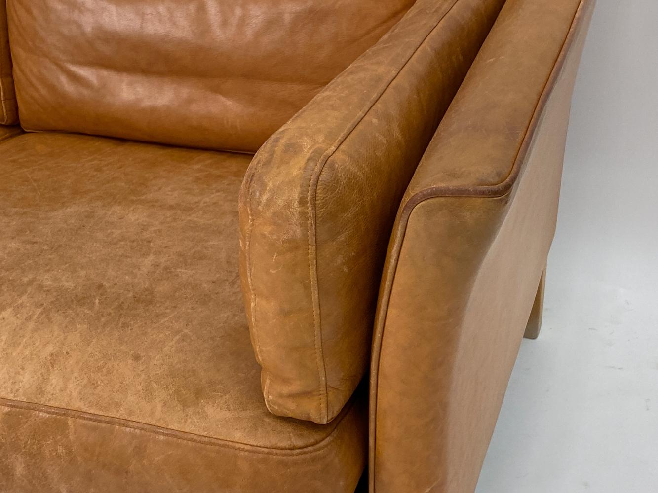 Mogens Hansen Danish Modern Brandy Leather Sofa Suite 11