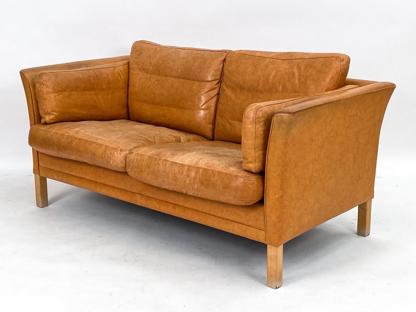 Mogens Hansen Danish Modern Brandy Leather Sofa Suite 13