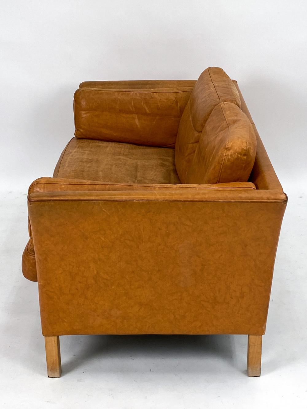 Mogens Hansen Danish Modern Brandy Leather Sofa Suite 14