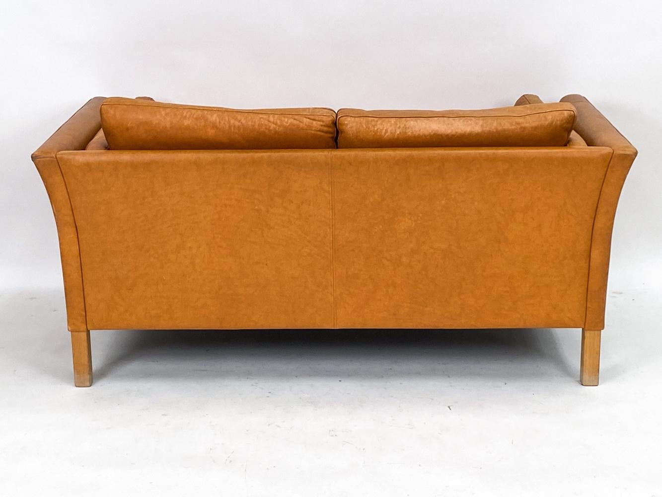 Mogens Hansen Danish Modern Brandy Leather Sofa Suite 15