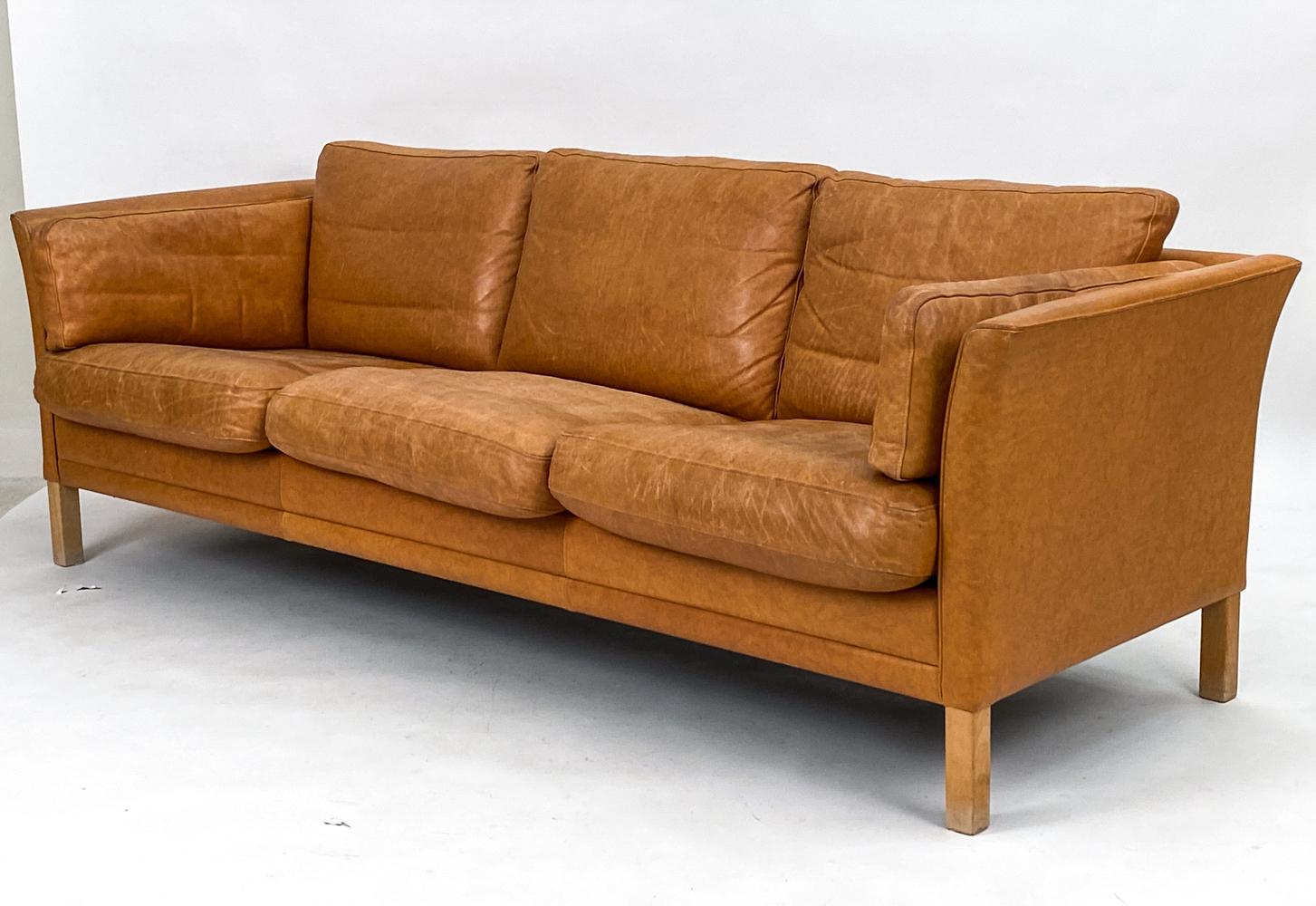 Mogens Hansen Danish Modern Brandy Leather Sofa Suite 1