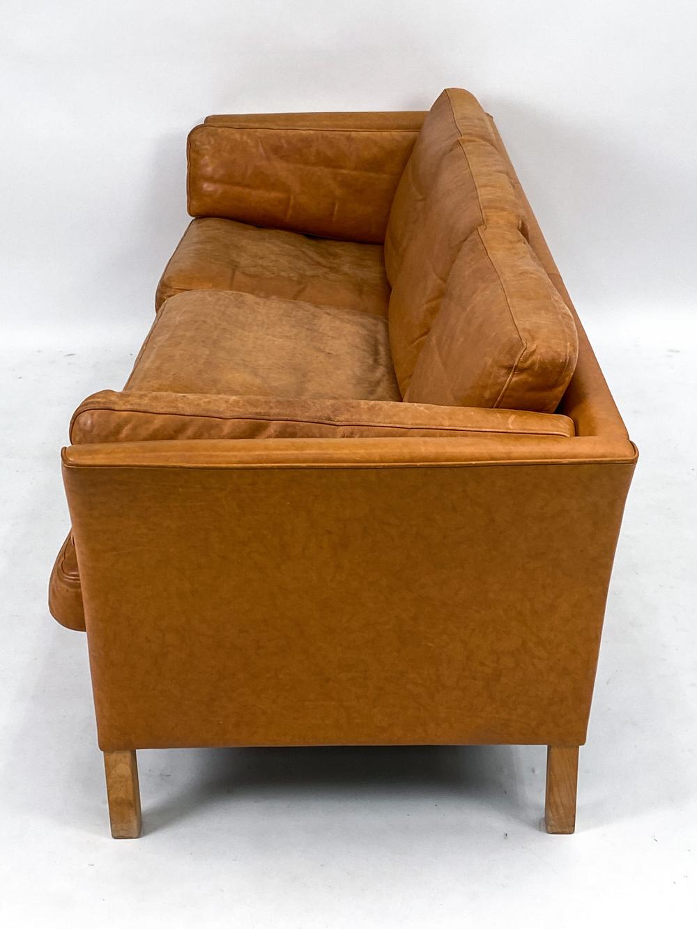 Mogens Hansen Danish Modern Brandy Leather Sofa Suite 2