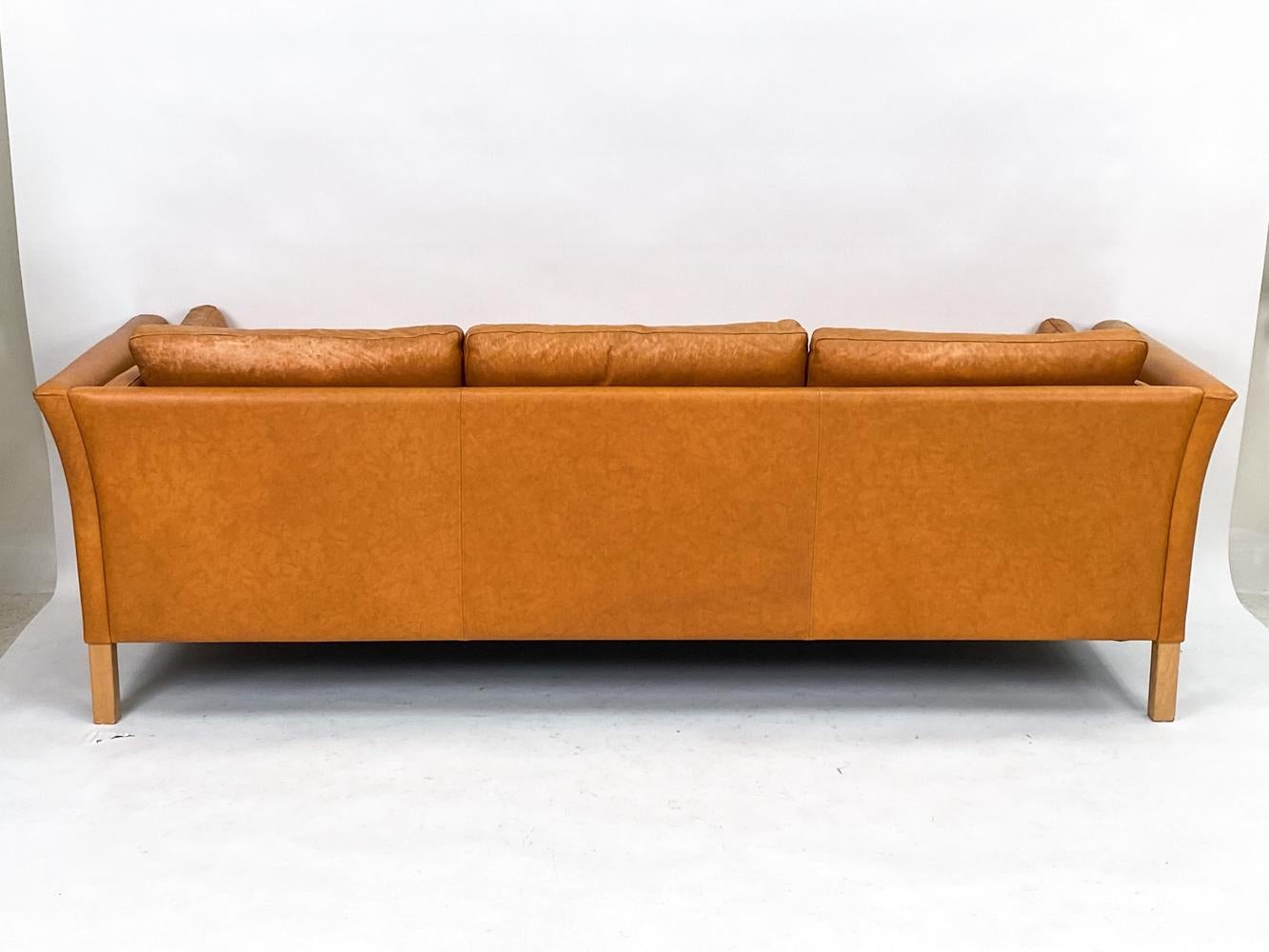 Mogens Hansen Danish Modern Brandy Leather Sofa Suite 4