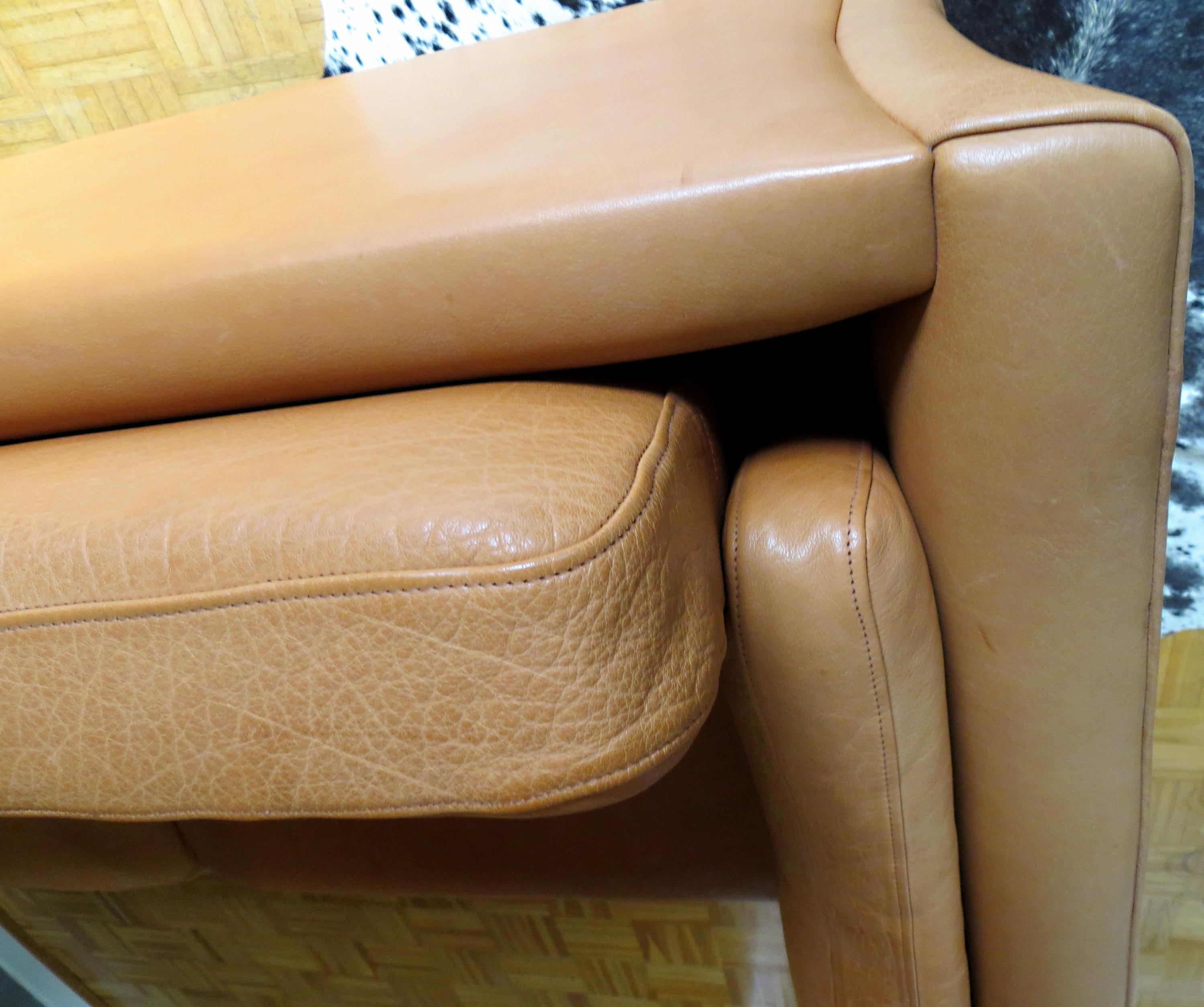 Mogens Hansen Danish Vintage Leather Sofas & Armchair Set in Butterscotch Brown 8