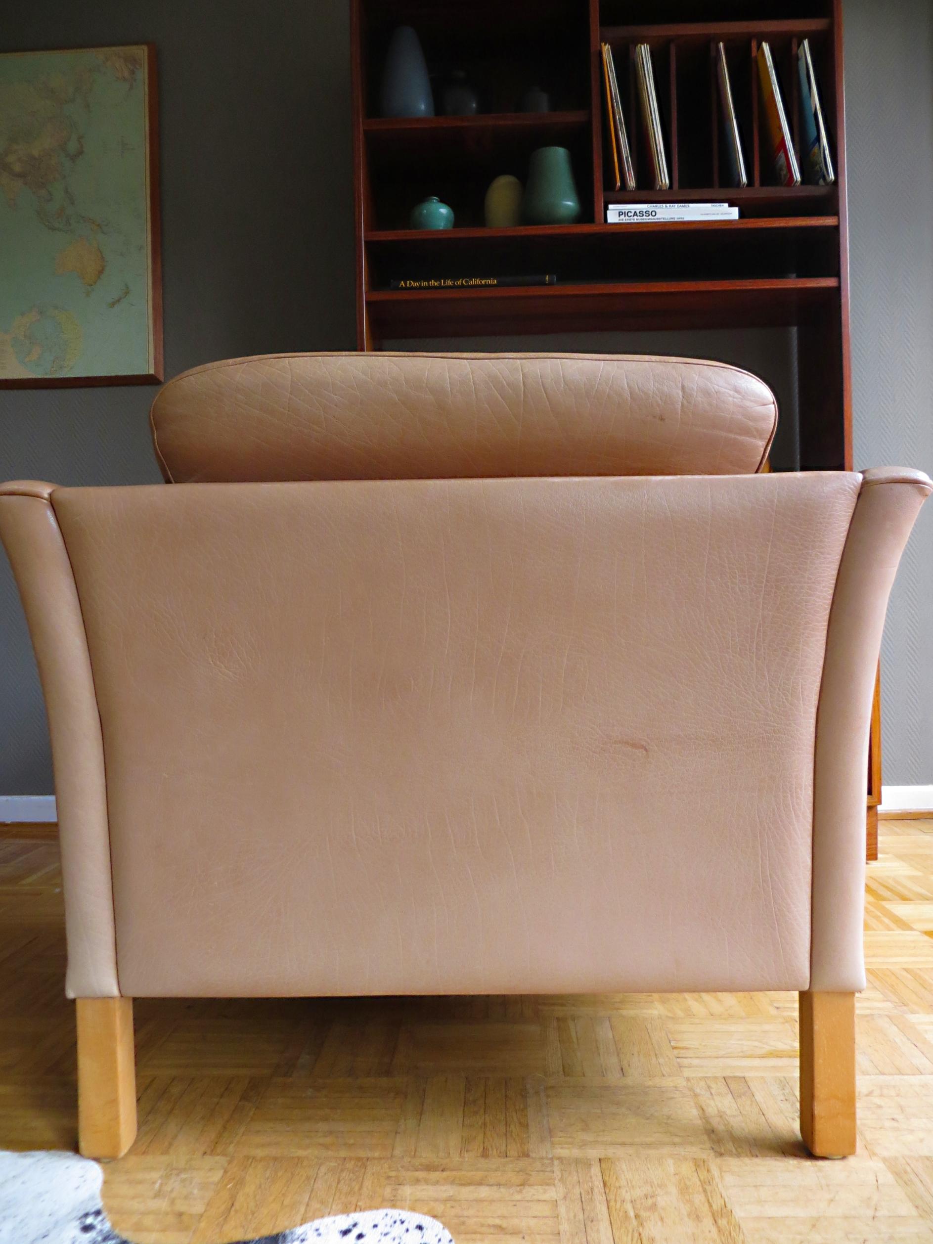 Mogens Hansen Danish Vintage Leather Sofas & Armchair Set in Butterscotch Brown 11
