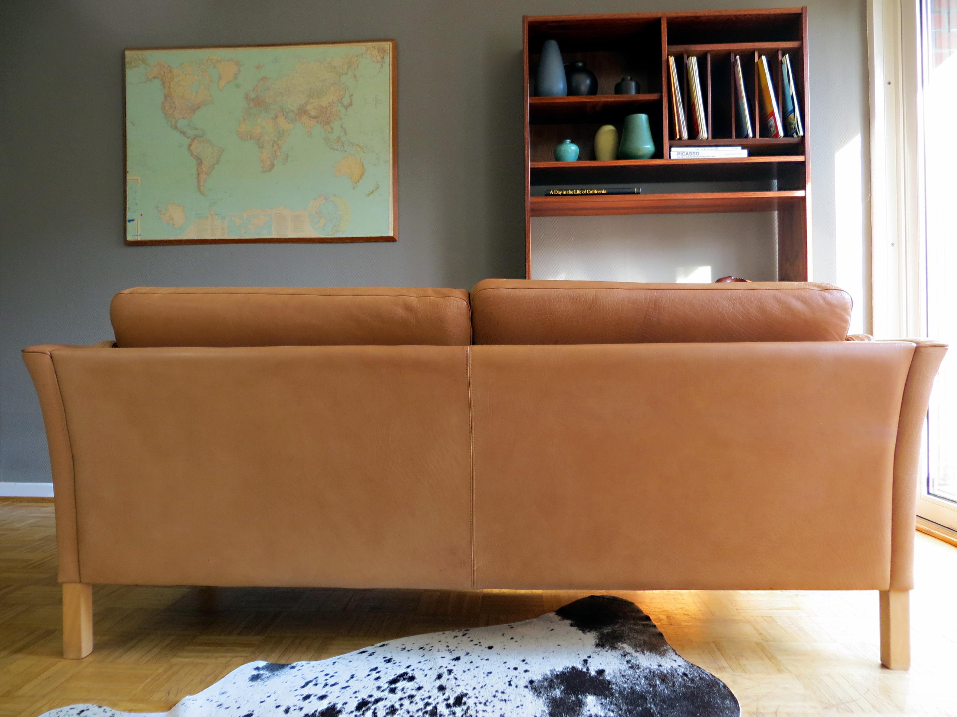 Mogens Hansen Danish Vintage Leather Sofas & Armchair Set in Butterscotch Brown 1